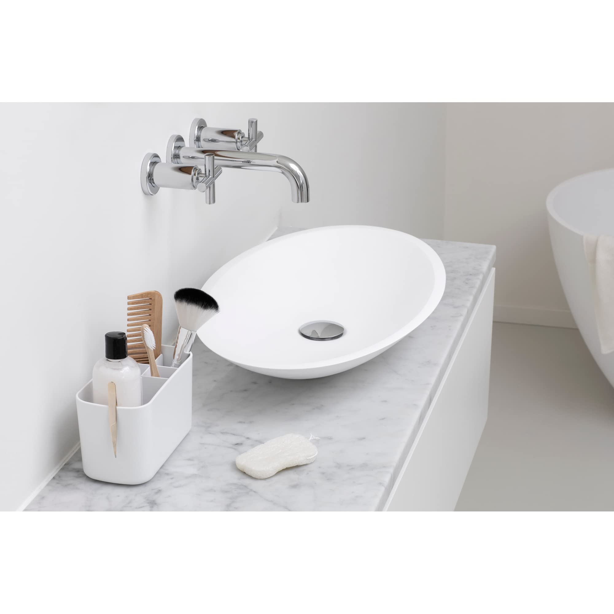 brabantia-renew-bathroom-caddy-white-with-5-compartments-and-drainage-holes image 6