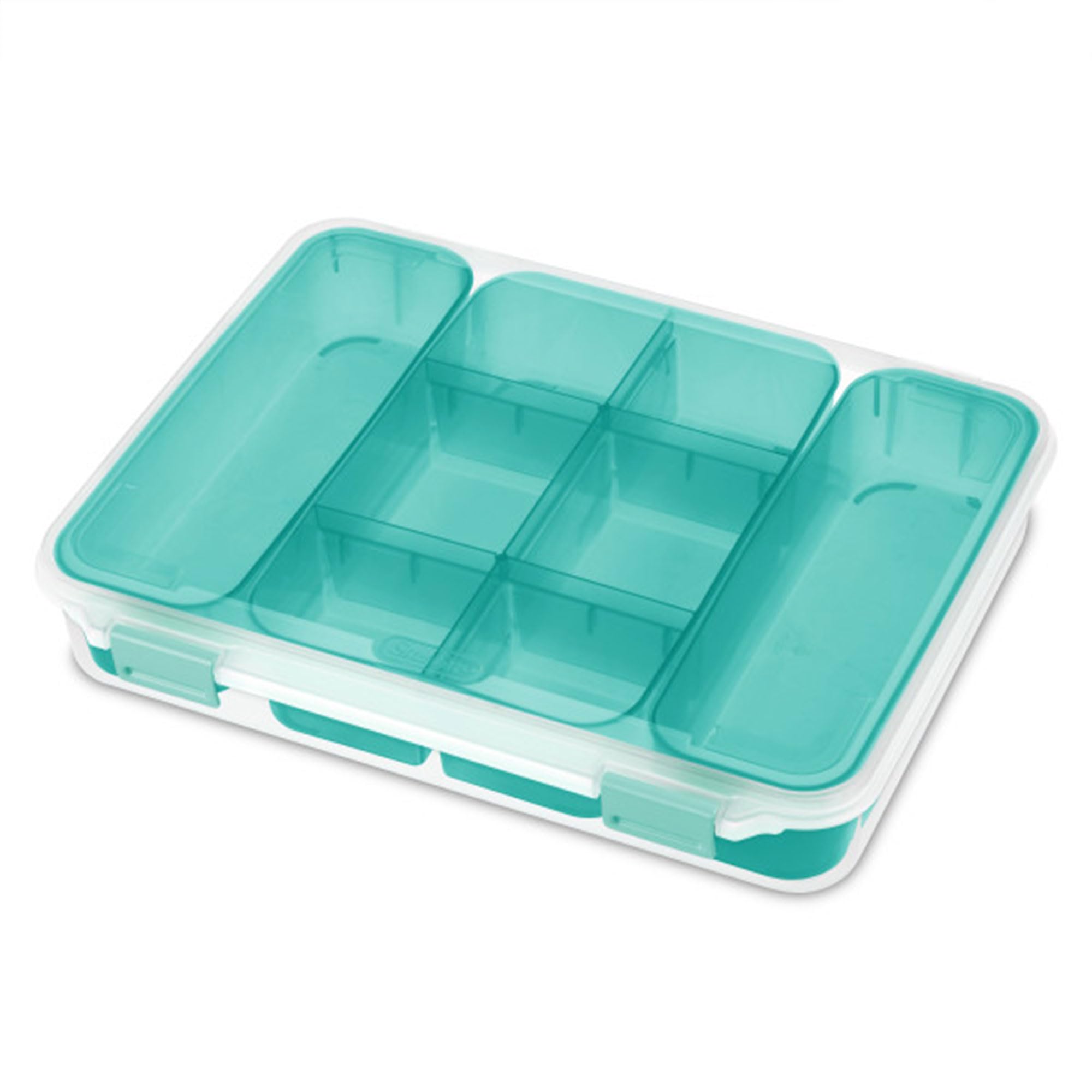 sterilite-divided-case-6-pack-stackable-plastic-storage-with-removable-blue-tray image 6