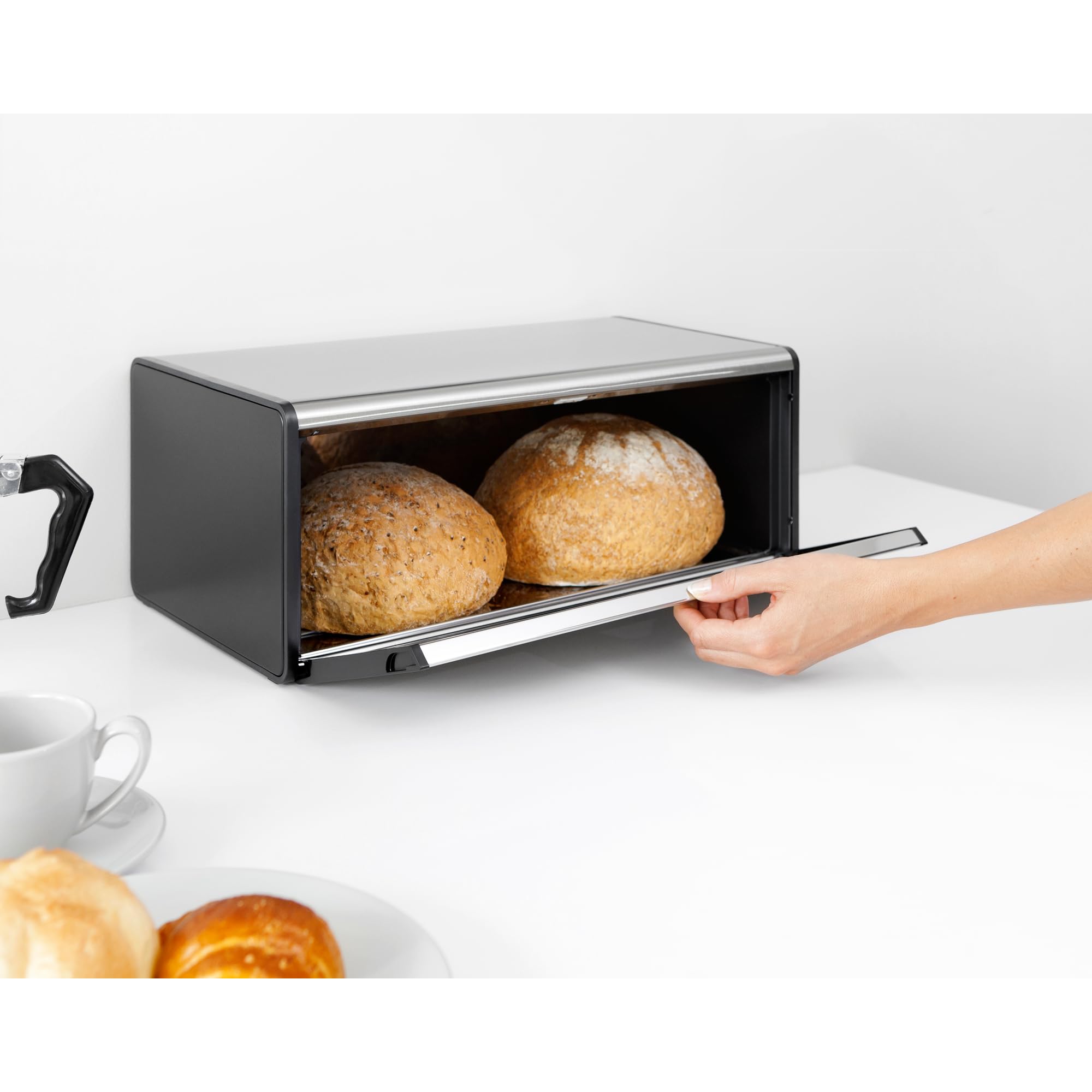 brabantia-rectangular-fall-front-bread-box-matt-steel-large-capacity-with-magnet image 6