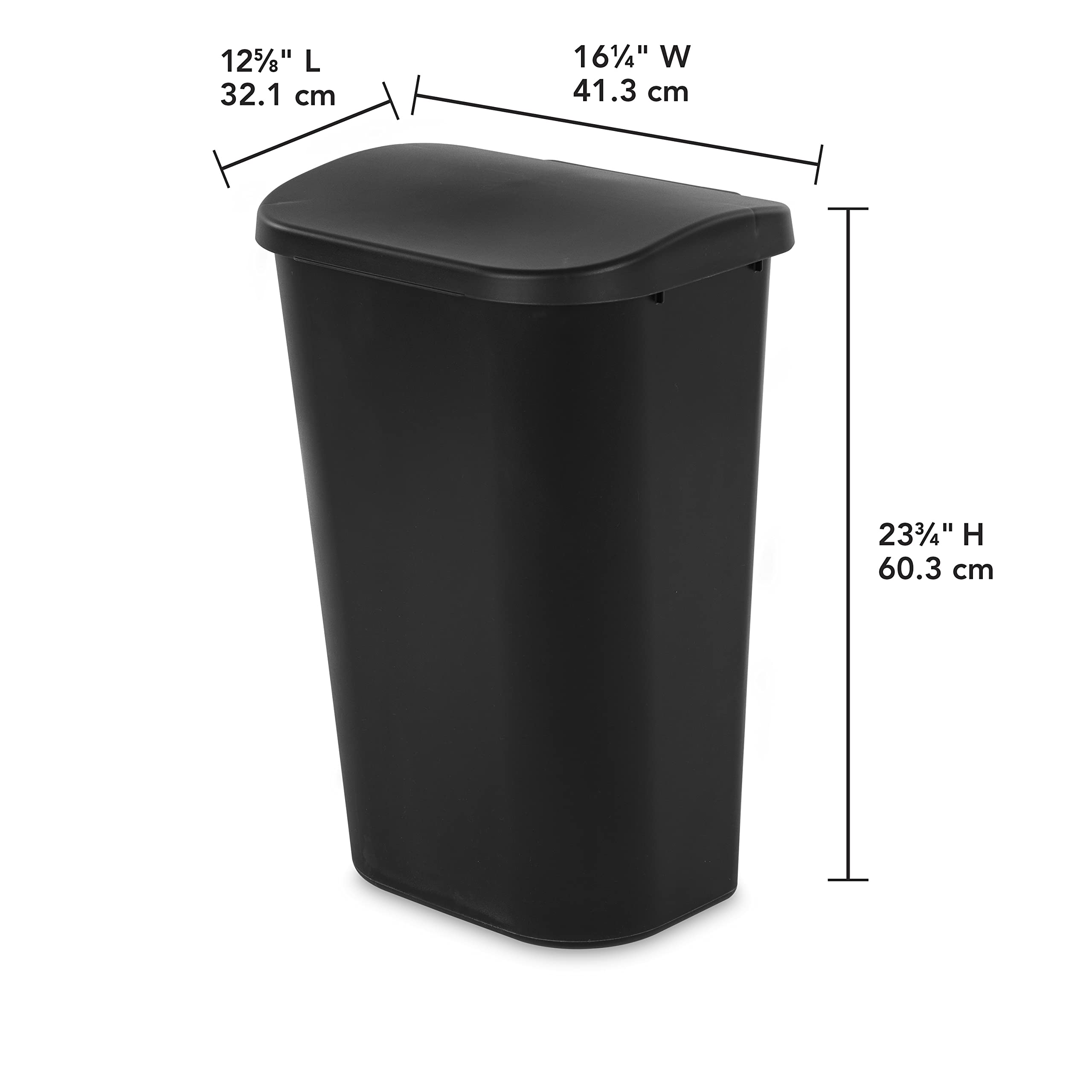 sterilite-11-3-gallon-lift-top-wastebasket-with-lid-large-trash-can-black-6-pack image 2