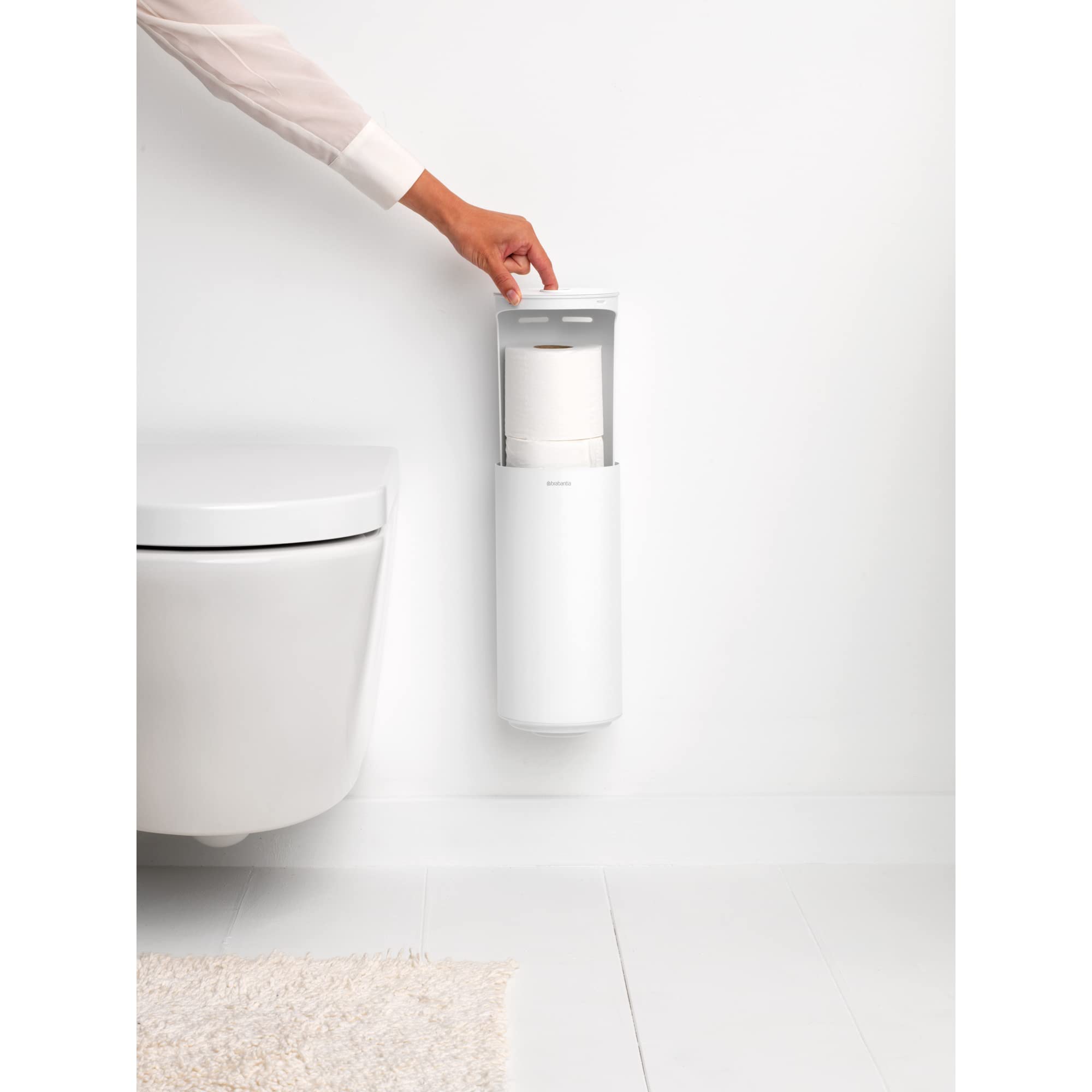 brabantia-mindset-toilet-roll-dispenser-mineral-fresh-white-wall-mountable-holds image 4