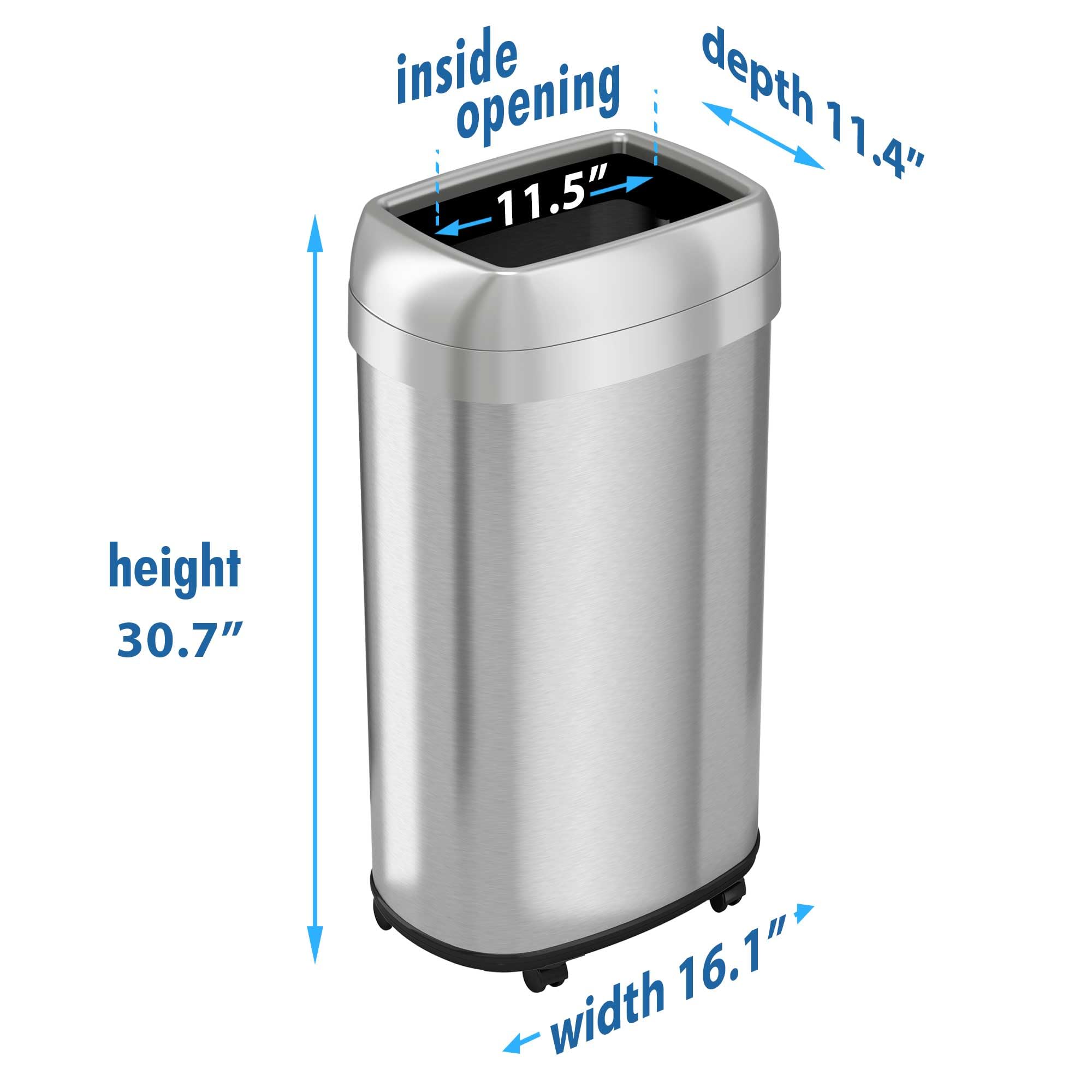 itouchless-16-gallon-open-top-kitchen-trash-can-recycling-bin-with-wheels-and-du image 6