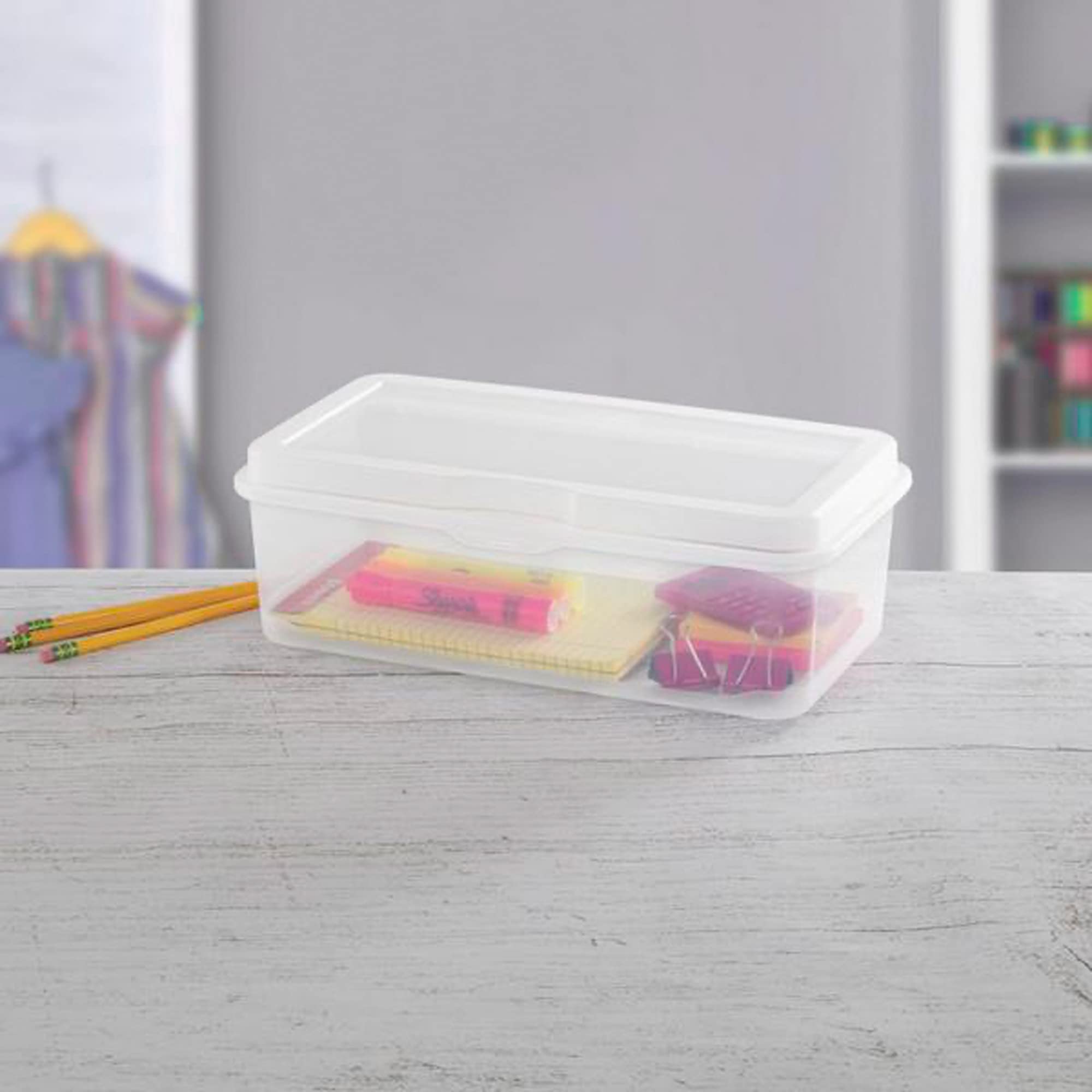 sterilite-clear-fliptop-plastic-stacking-storage-container-tote-with-latching-li image 7
