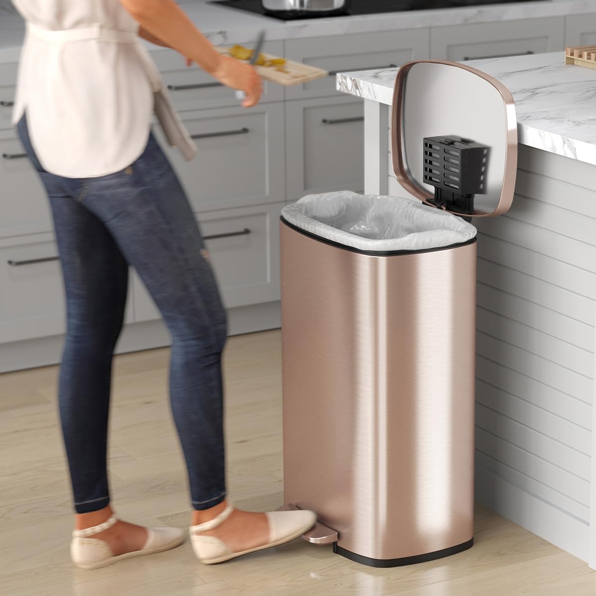 itouchless-softstep-13-2-gallon-step-kitchen-trash-can-with-odor-filter-stainles image 2