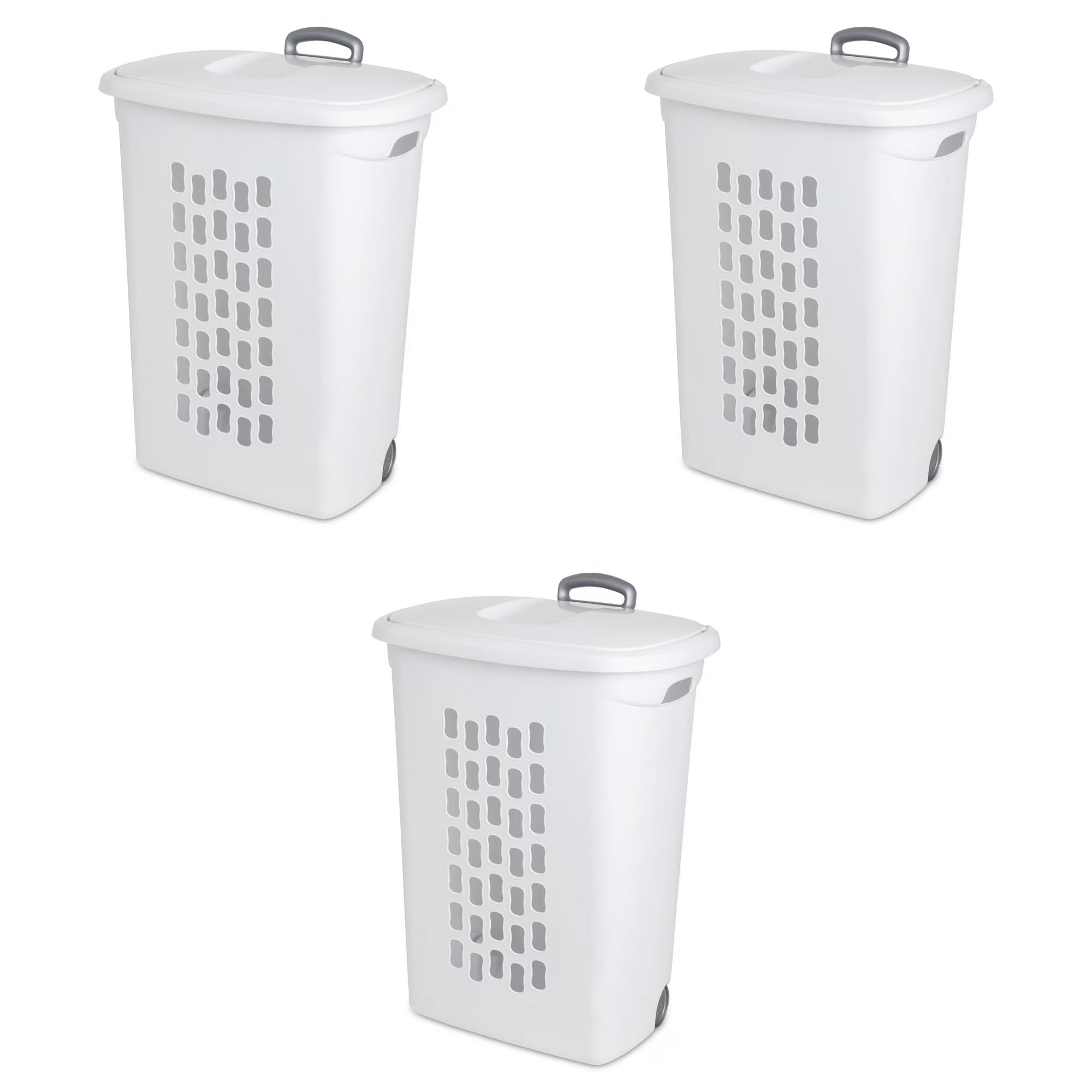 sterilite-ultra-wheeled-hamper-laundry-basket-with-flip-top-lid-retractable-hand image 1