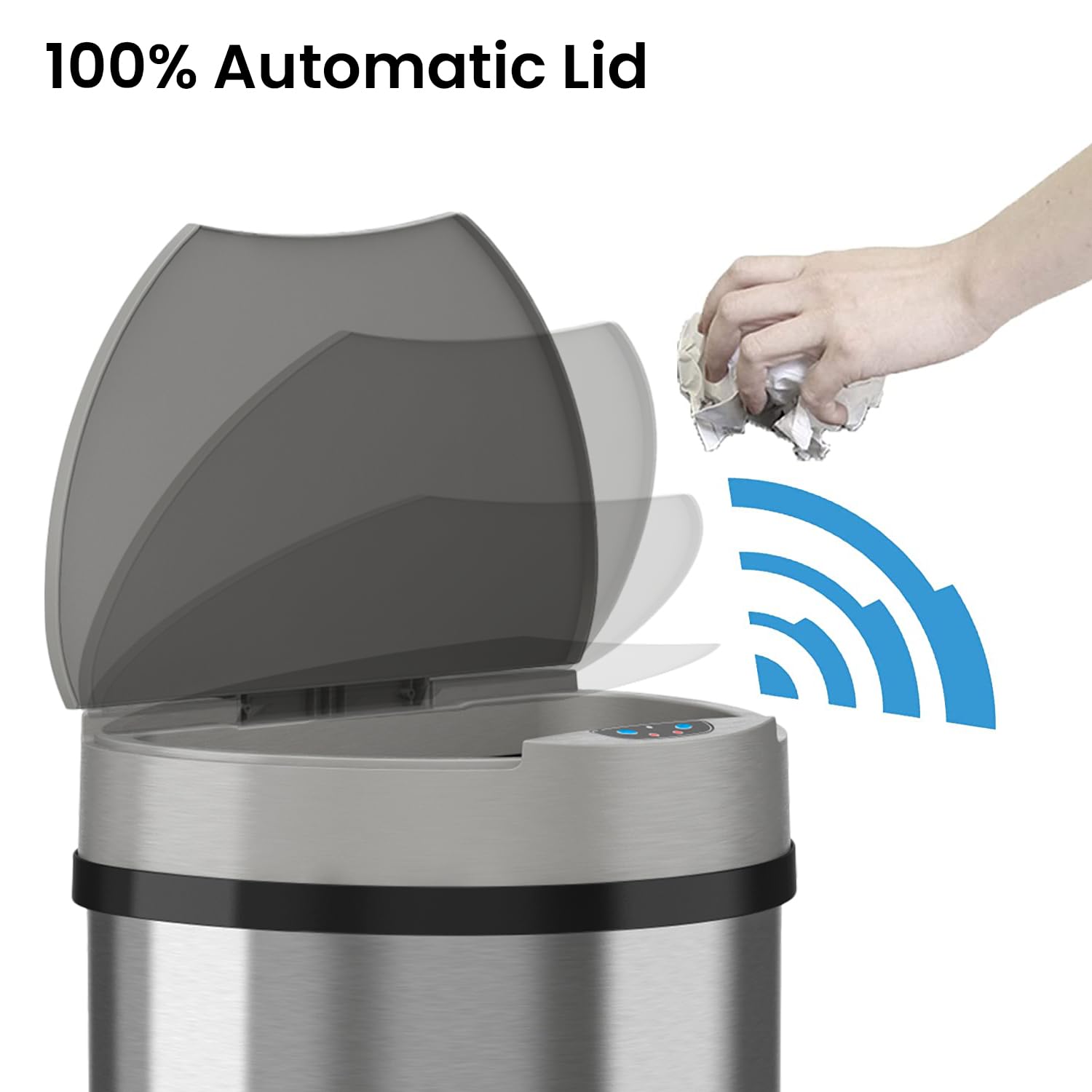 itouchless-13-gallon-semi-round-extra-wide-opening-sensor-touchless-trash-can-wi image 2