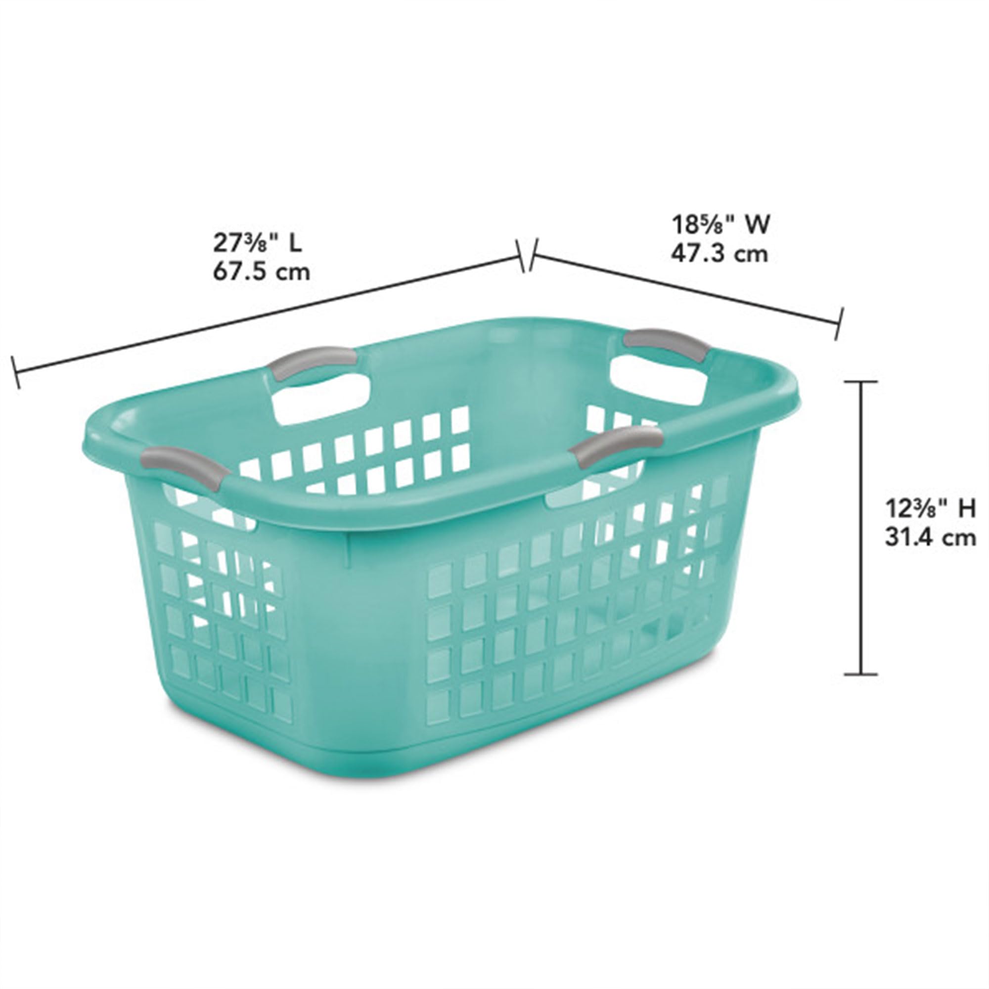 sterilite-6-pack-2-bushel-ultra-plastic-laundry-basket-aqua-chrome-wide-opening- image 2
