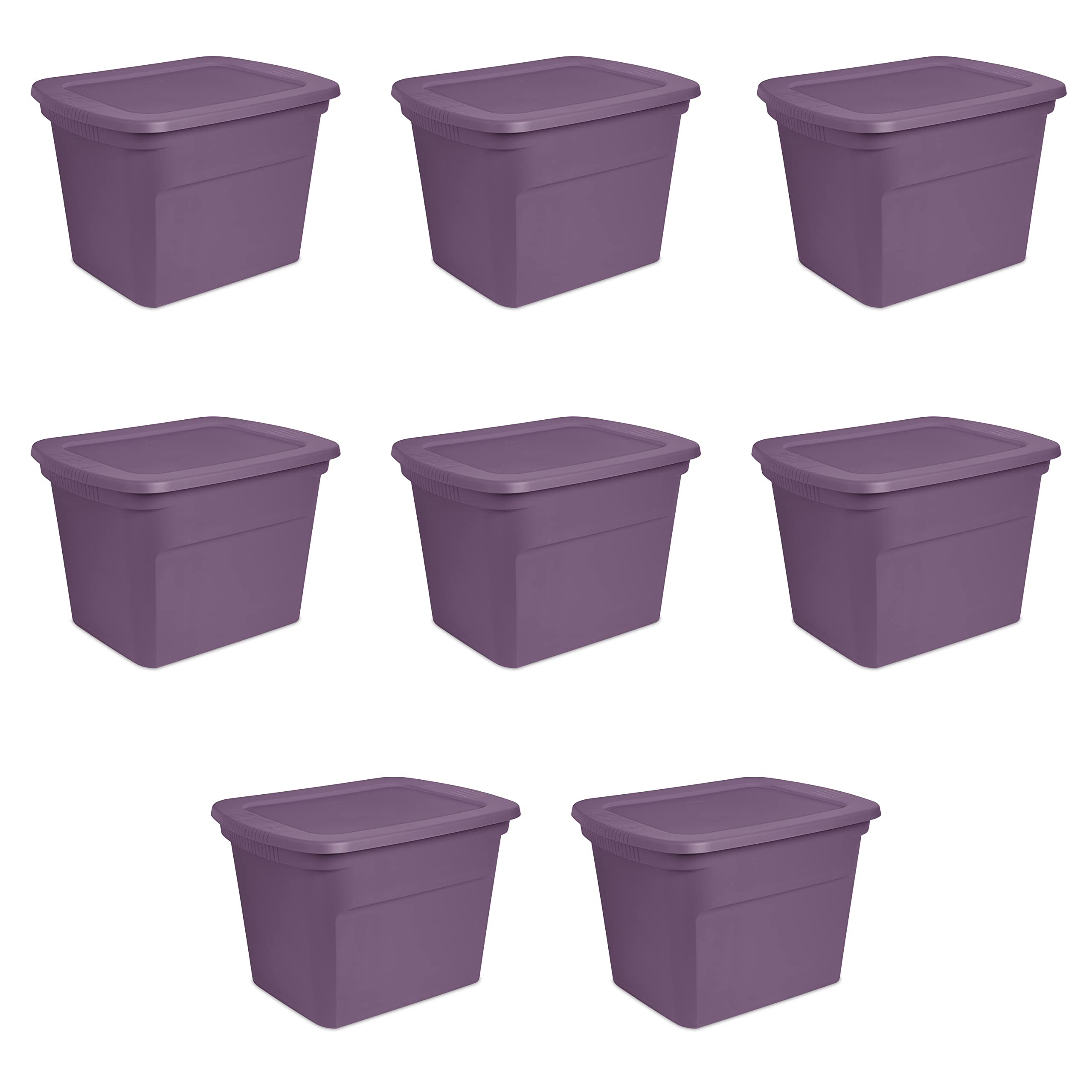 sterilite-18-gallon-stackable-storage-tote-with-handles-and-indented-lid-purple- image 1