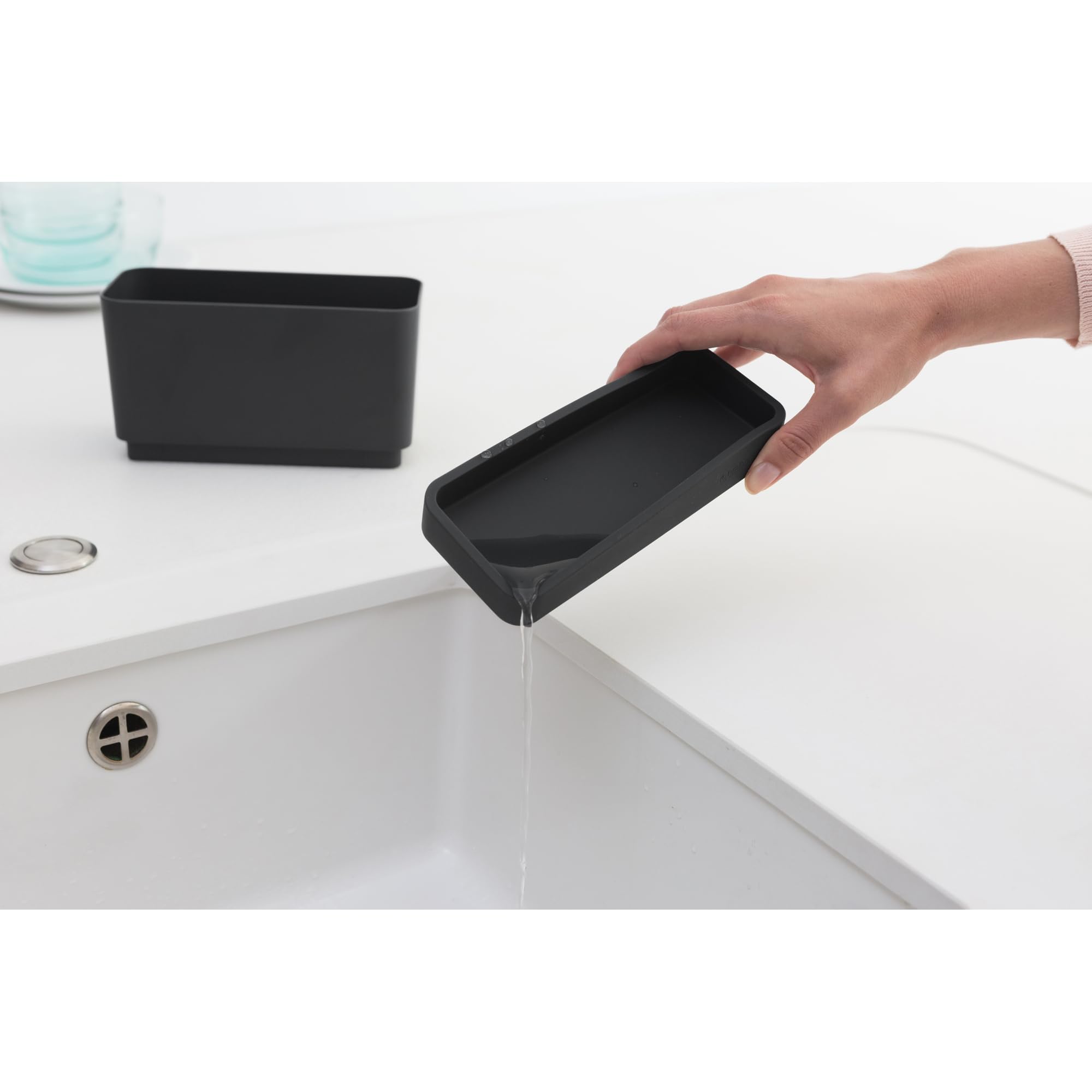 brabantia-sinkside-sink-organizer-dark-gray-non-slip-kitchen-countertop-storage- image 5