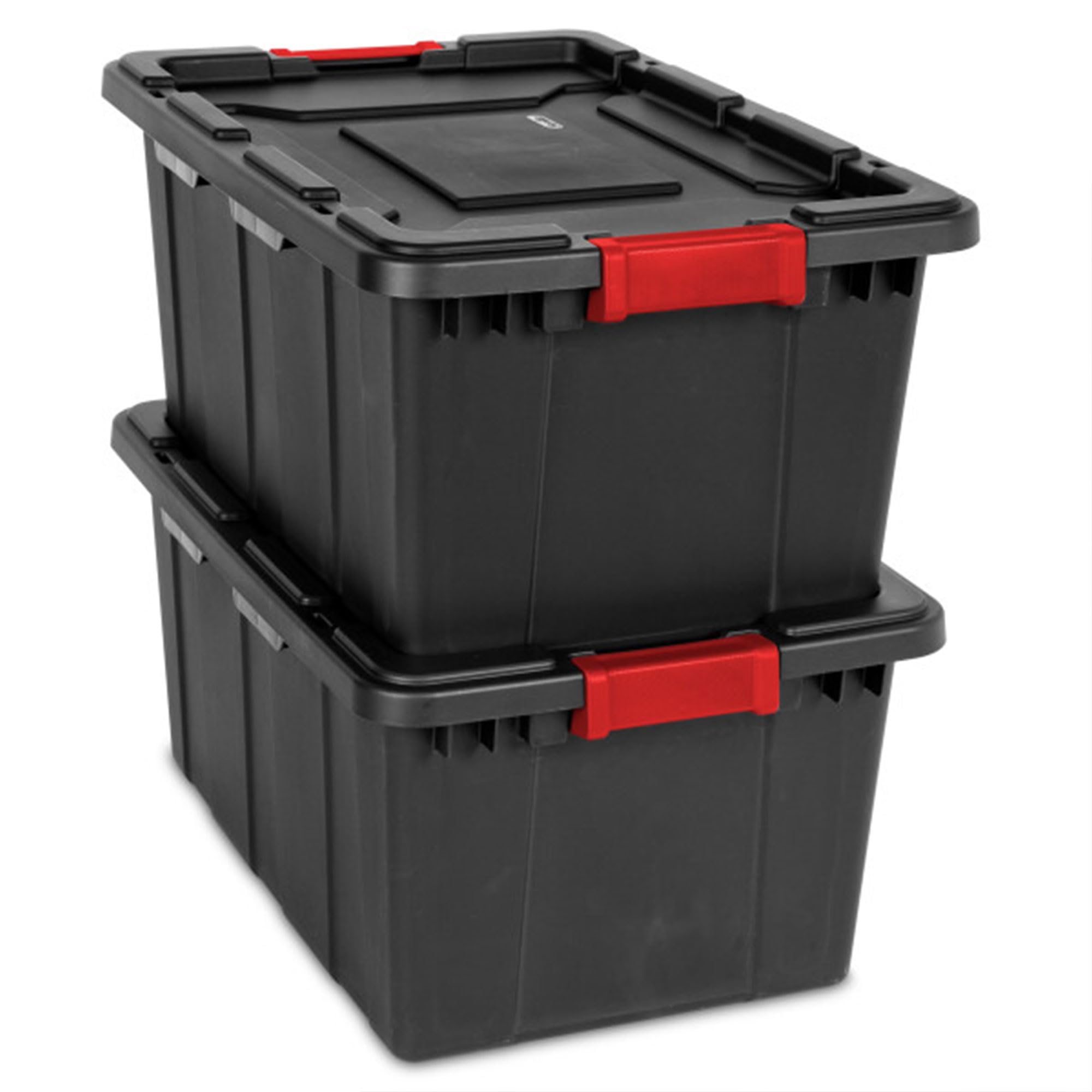 sterilite-4-pack-industrial-tote-27-gallon-plastic-storage-bins-with-lids-black- image 8
