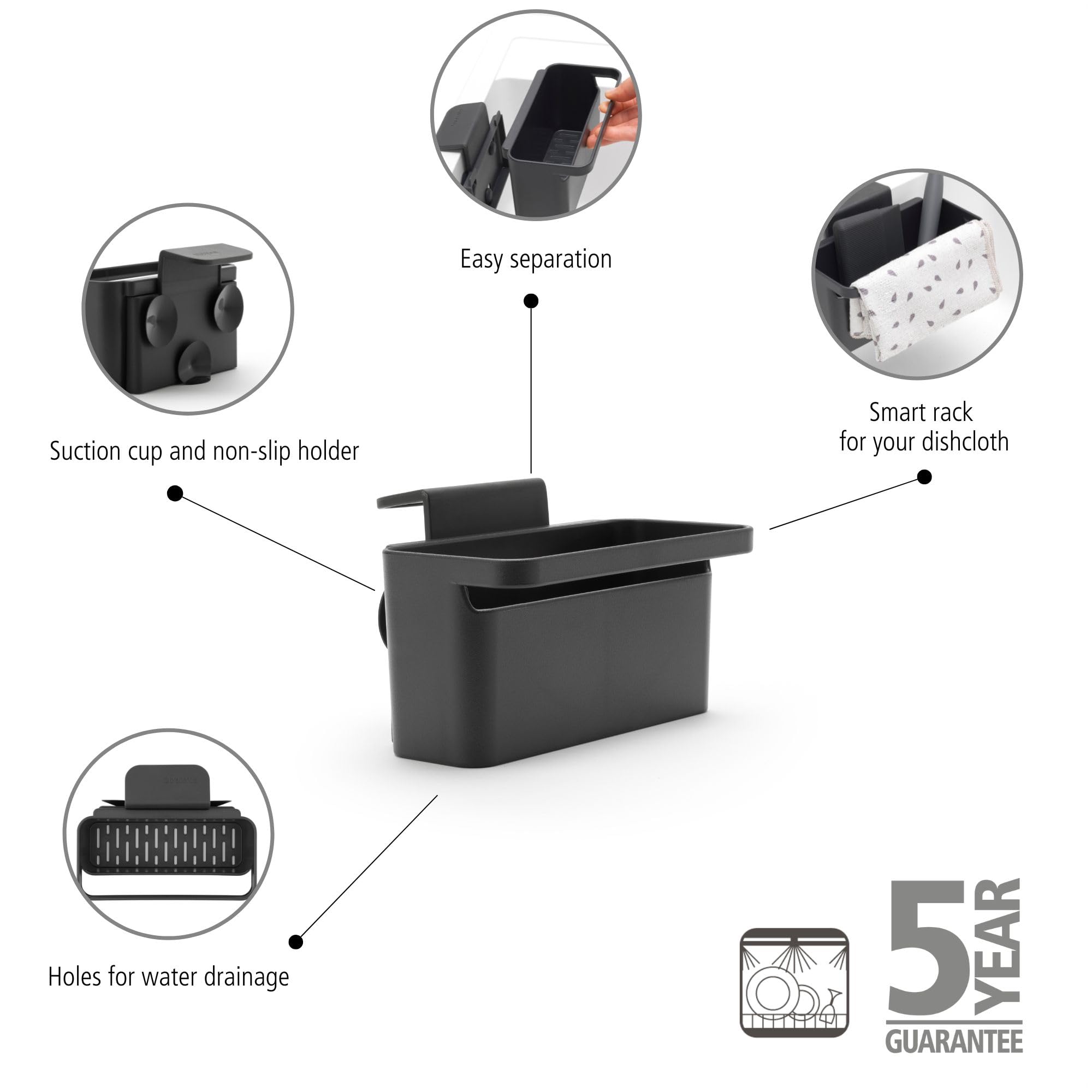 brabantia-sinkside-in-sink-organizer-dark-gray-drainage-container-with-suction-c image 6