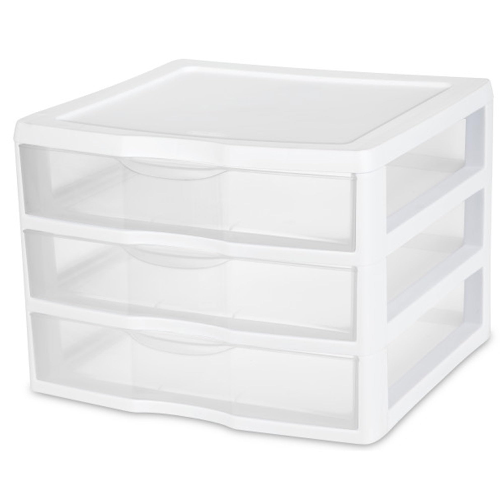 sterilite-wide-3-drawer-unit-plastic-desktop-organizer-with-clear-drawers-white- image 4