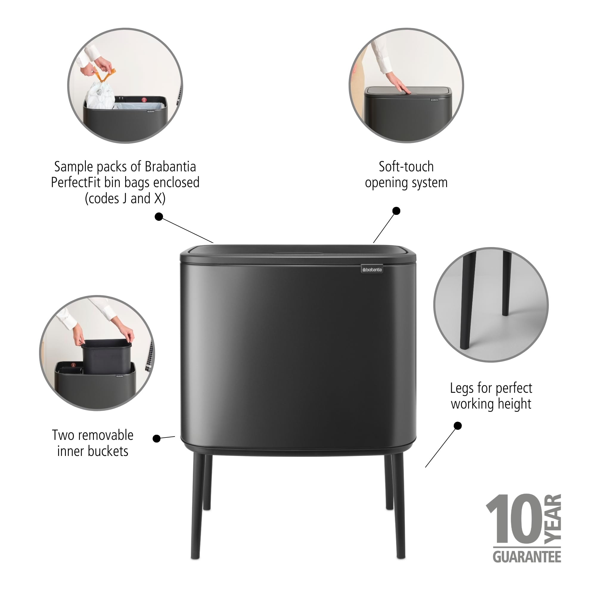 brabantia-bo-touch-top-kitchen-trash-can-with-dual-compartments-raised-legs-conf image 2