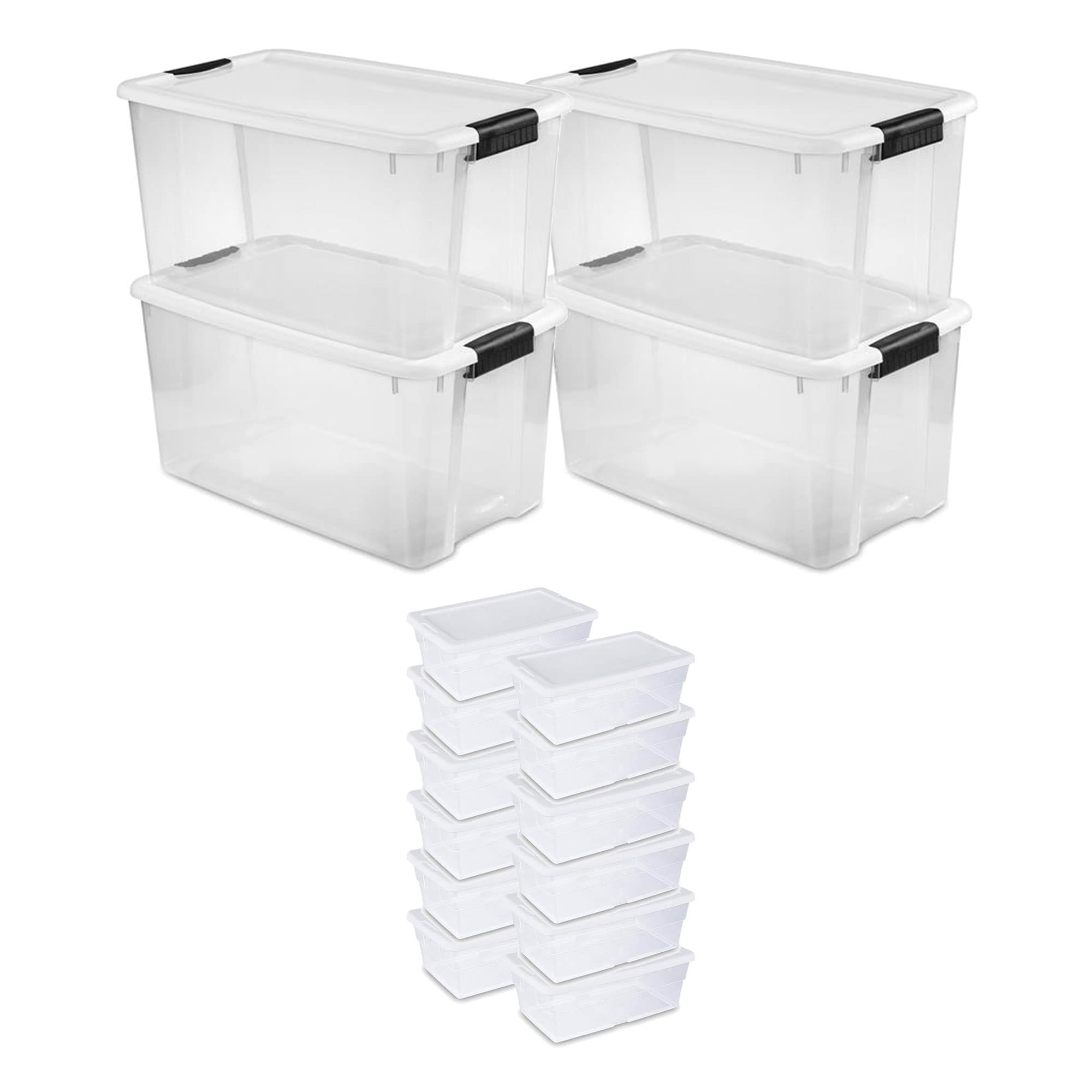 sterilite-70-quart-stackable-latching-storage-tote-4-pack-6-quart-container-12-p image 1