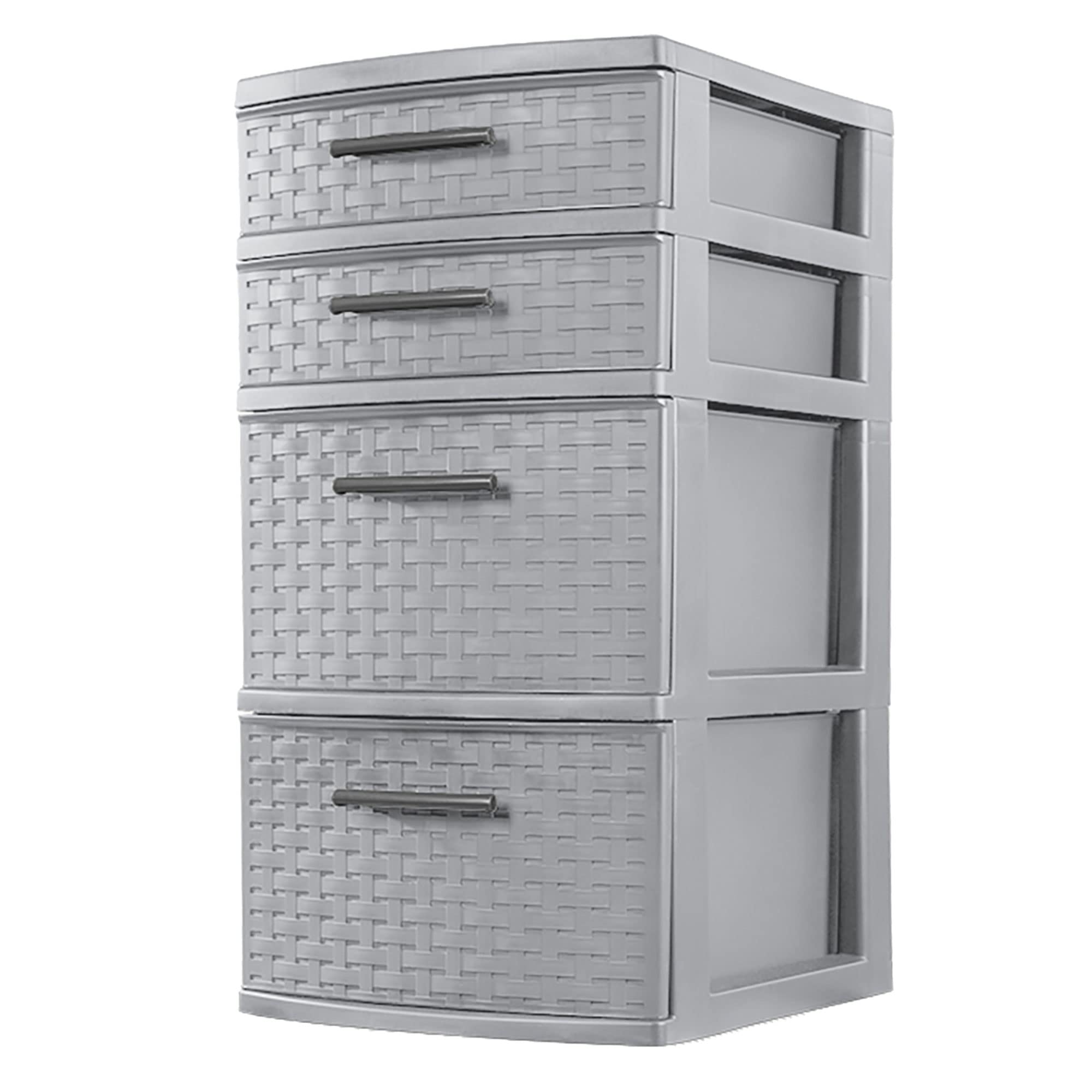 sterilite-4-drawer-organizer-storage-tower-with-medium-weave-drawer-fronts-and-e image 4