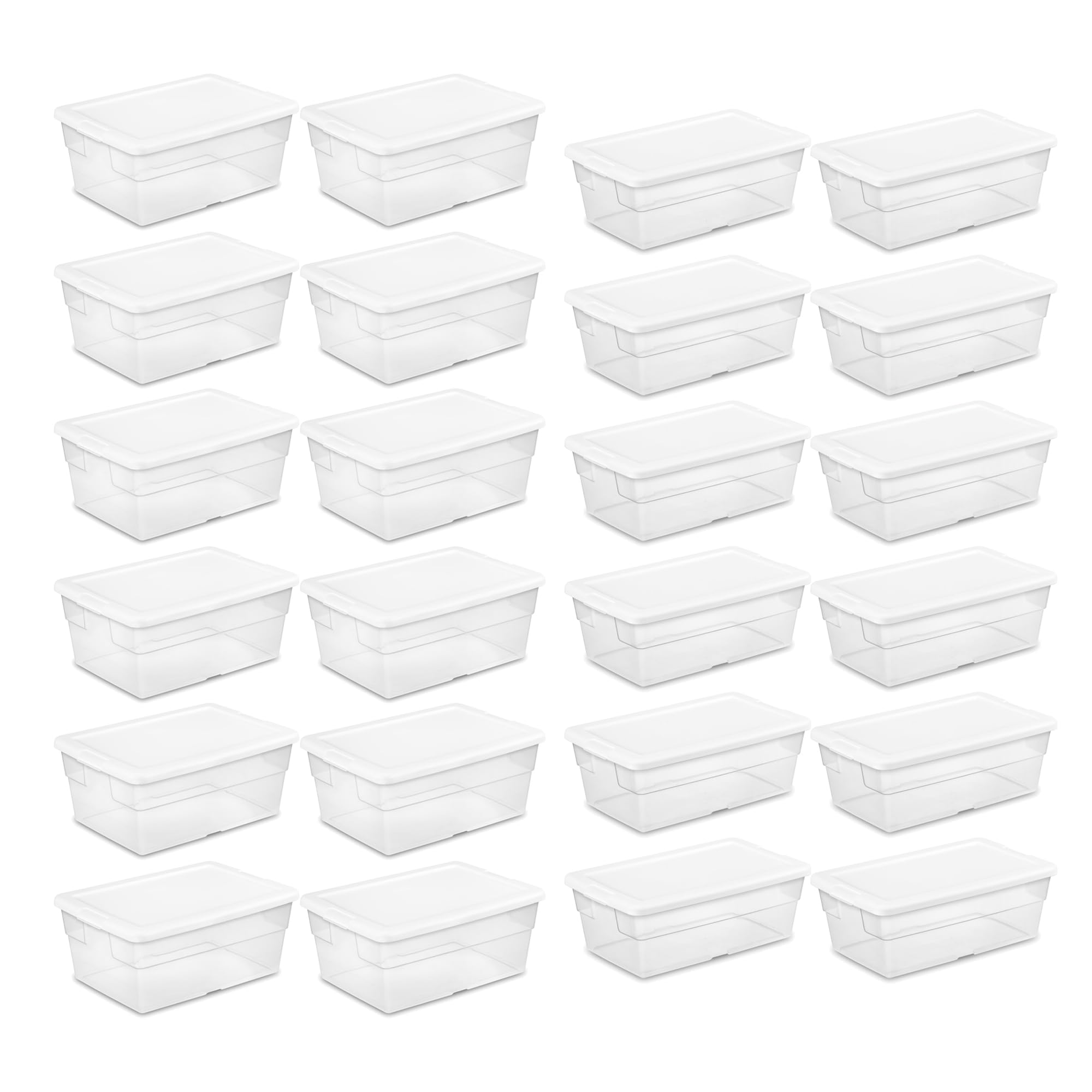 sterilite-6-quart-16-quart-clear-latch-lid-storage-totes-24-pack-12-of-each image 1