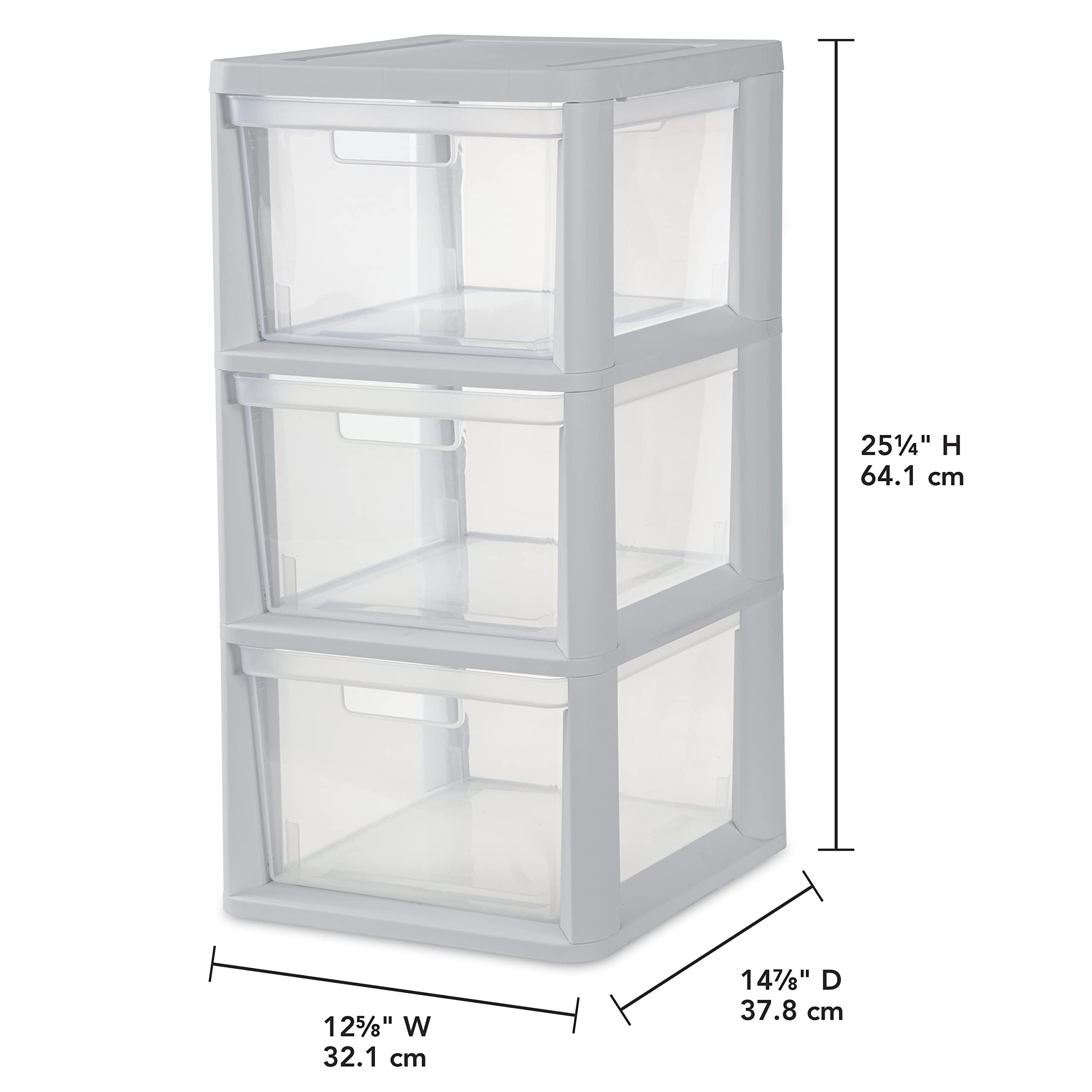 sterilite-3-drawer-storage-tower-with-clear-drawers-gray-1-pack image 3
