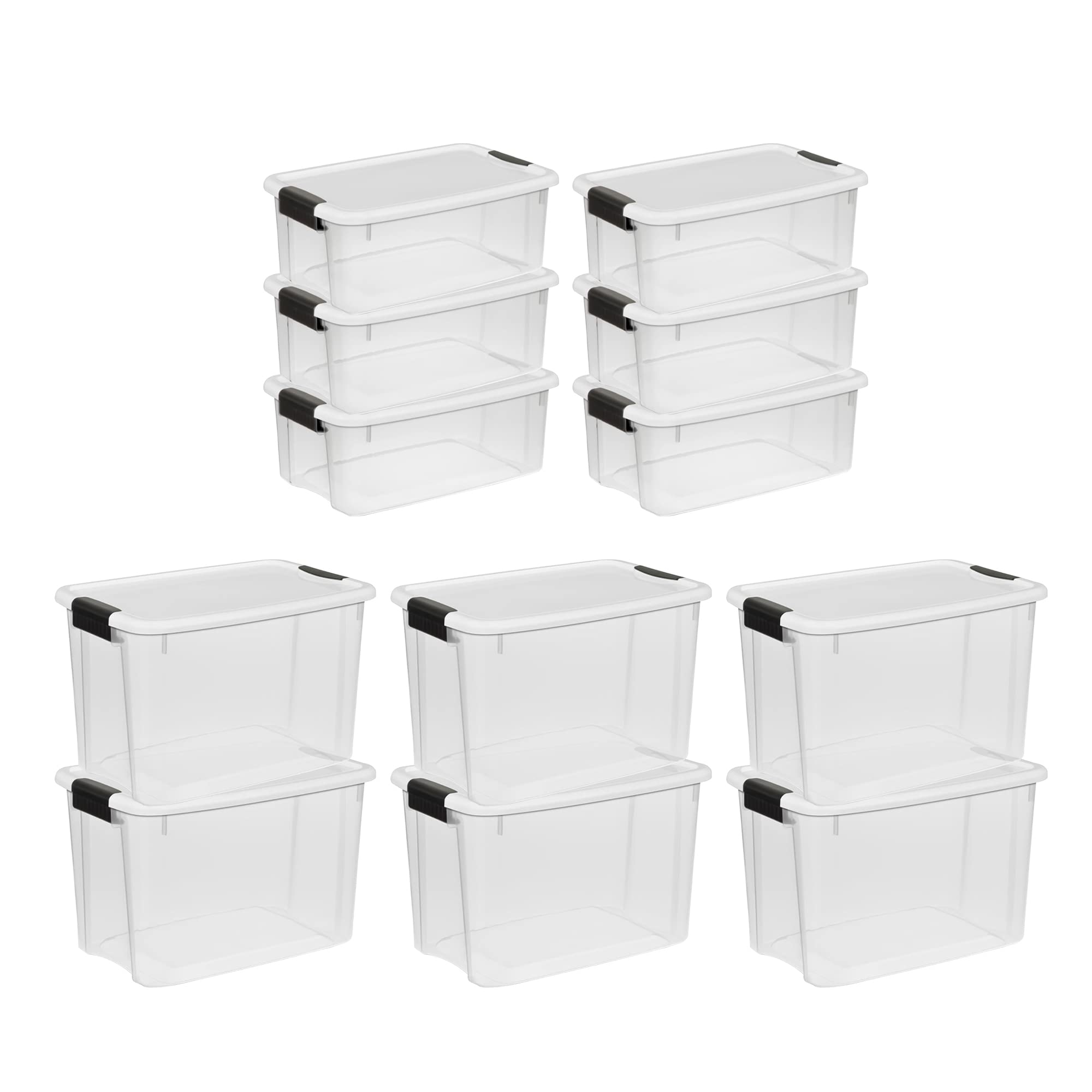 sterilite-30-quart-18-quart-clear-latching-storage-boxes-with-white-lids-12-pack image 1