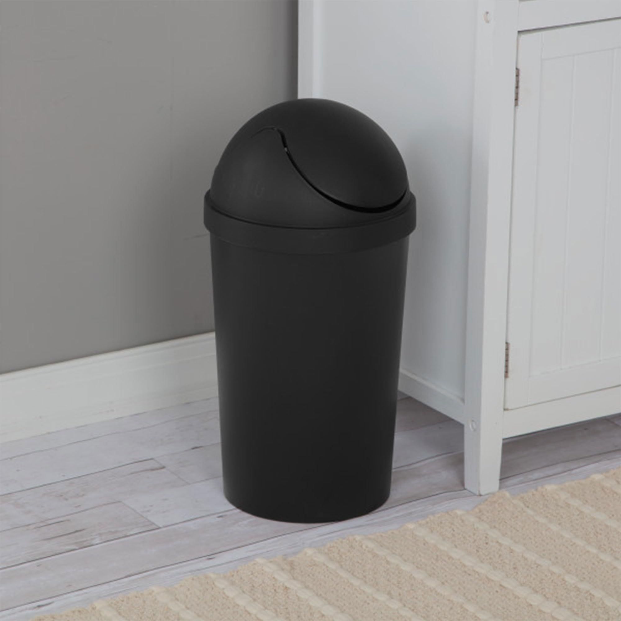 sterilite-3-gallon-round-swing-top-plastic-wastebasket-black-12-pack image 6