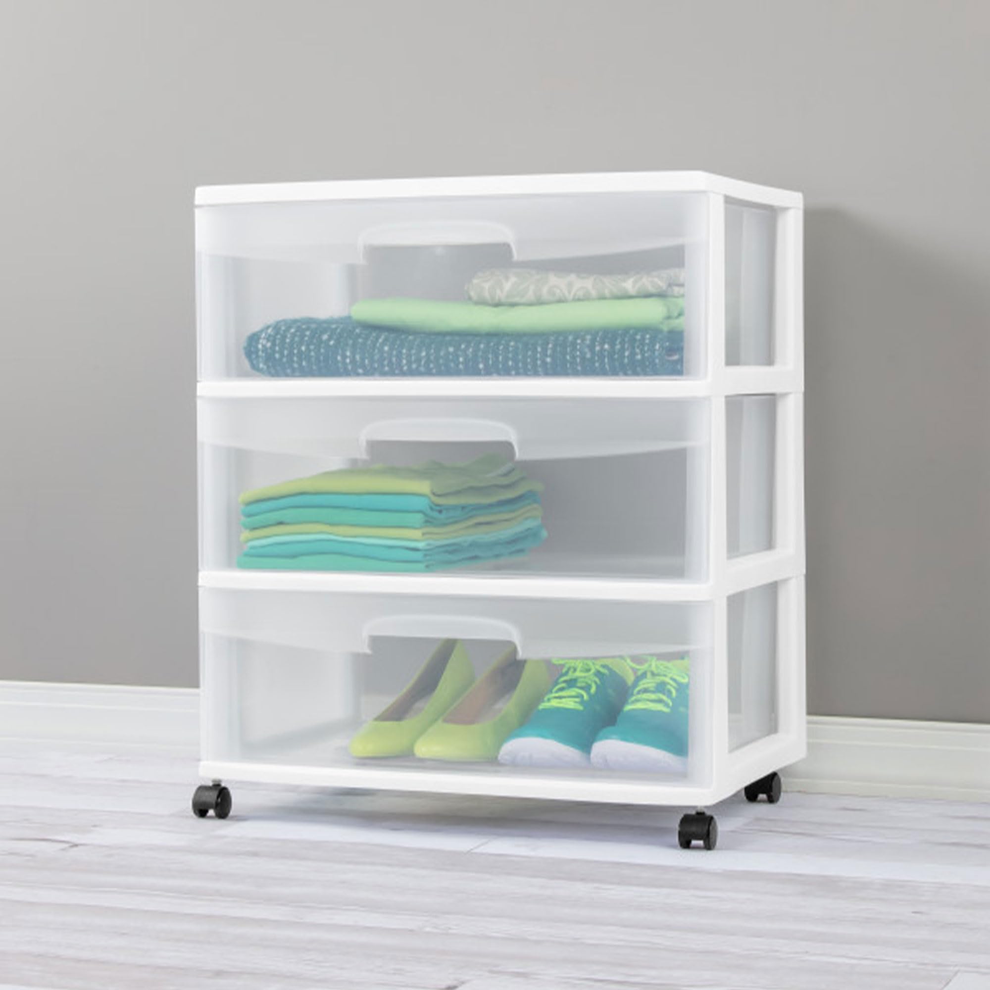 sterilite-2-pack-3-drawer-wide-storage-organizer-cart-white image 5