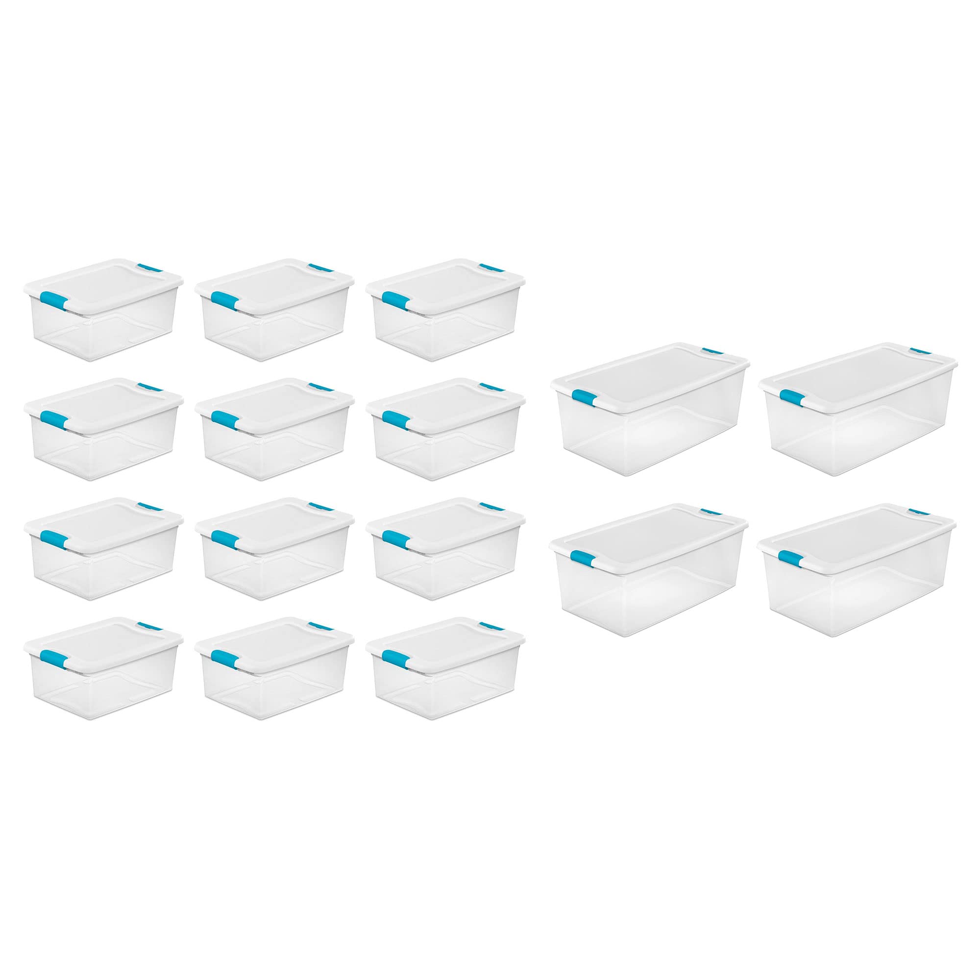 sterilite-1494-15qt-106qt-clear-latching-stacking-storage-box-combo-12-4-pack image 1