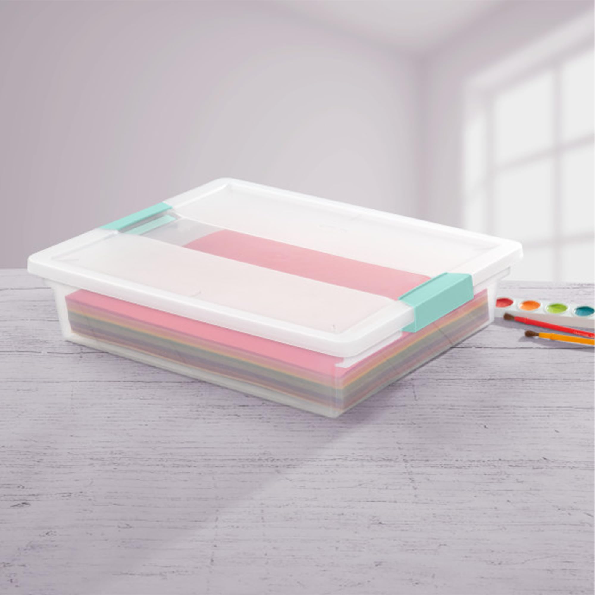 sterilite-large-clip-box-stackable-storage-bin-with-latching-lid-clear-14x11x3-2 image 3