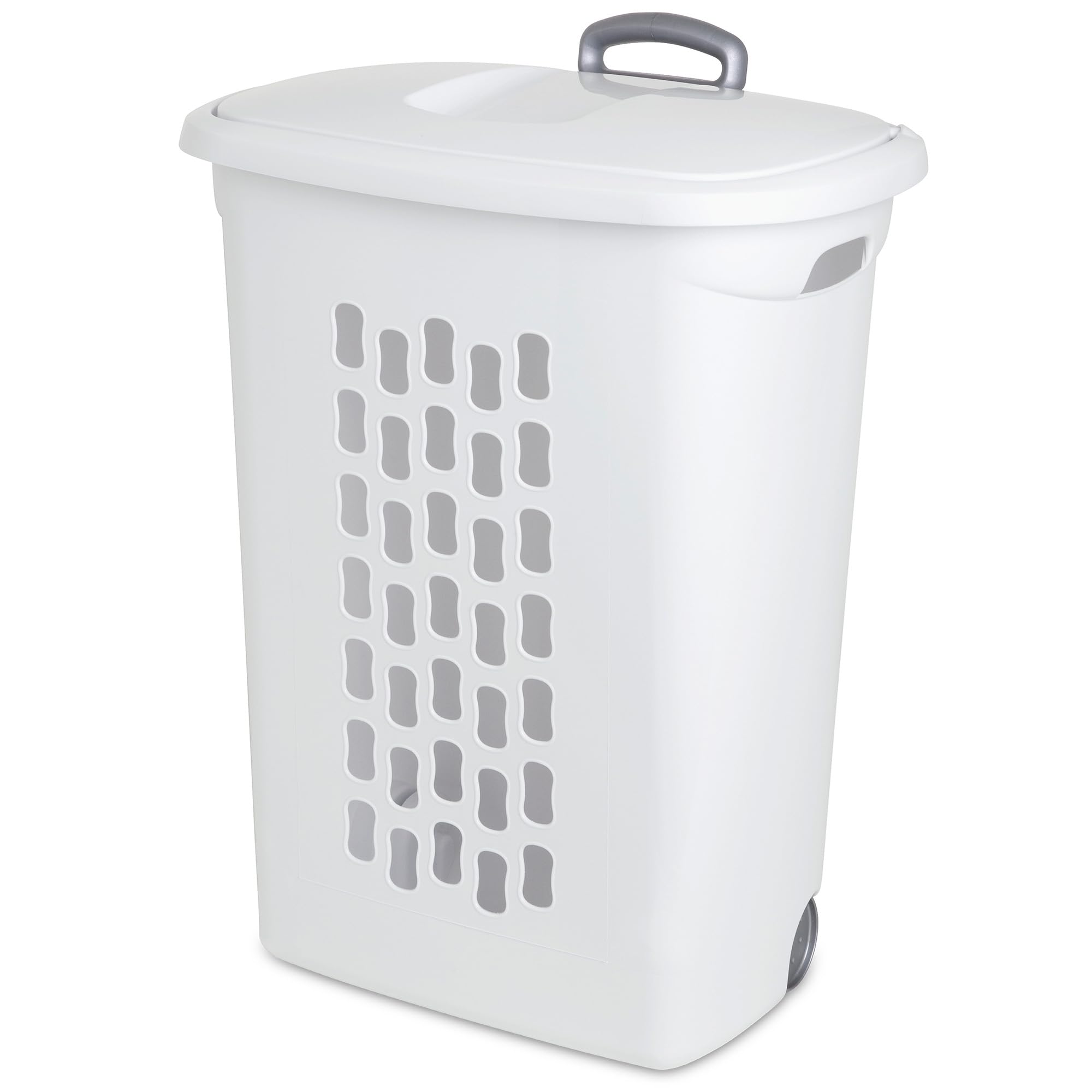 sterilite-ultra-wheeled-hamper-laundry-basket-with-flip-top-lid-retractable-hand image 3