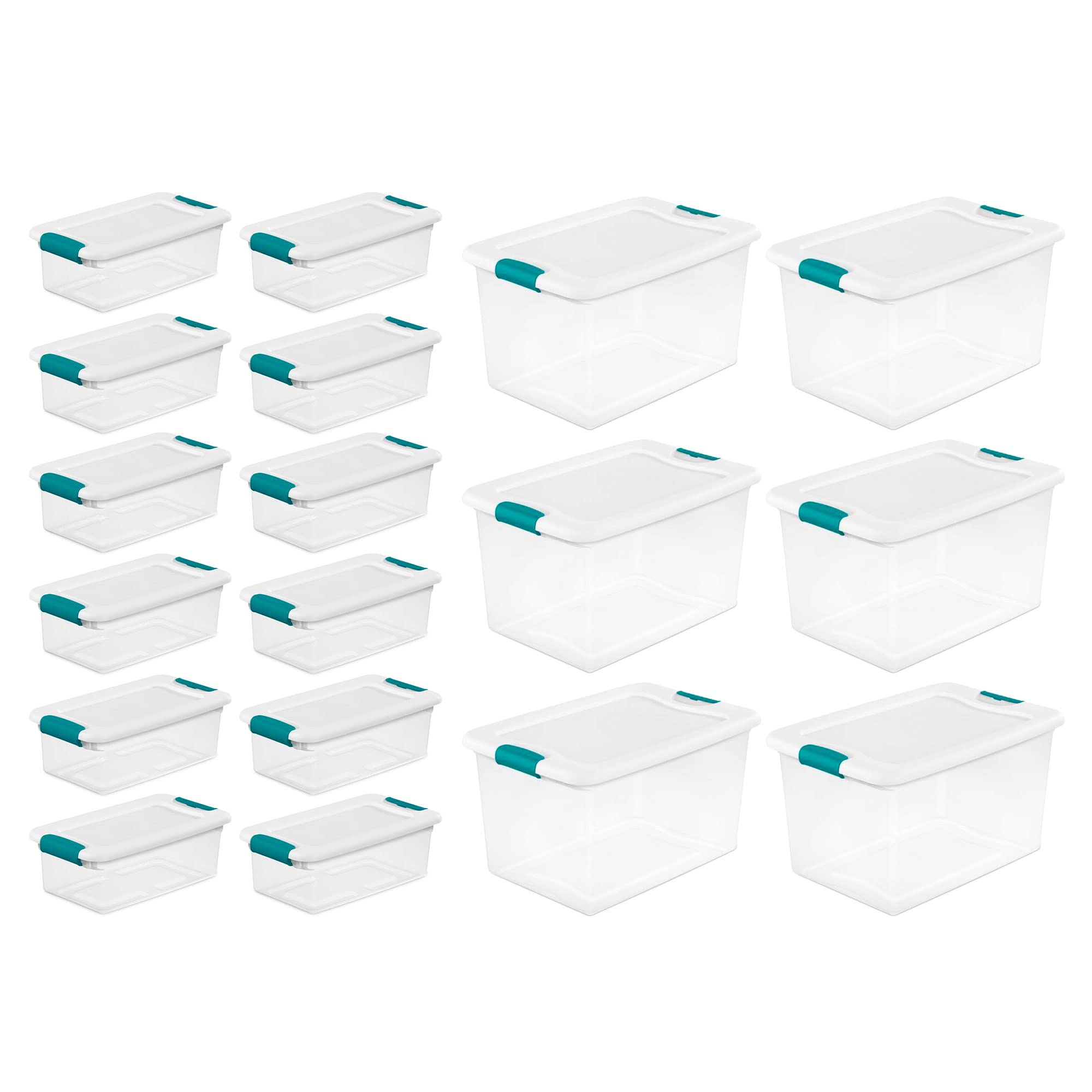 sterilite-clear-6-quart-easy-latching-storage-box-with-white-lid-12-pack-and-cle image 1