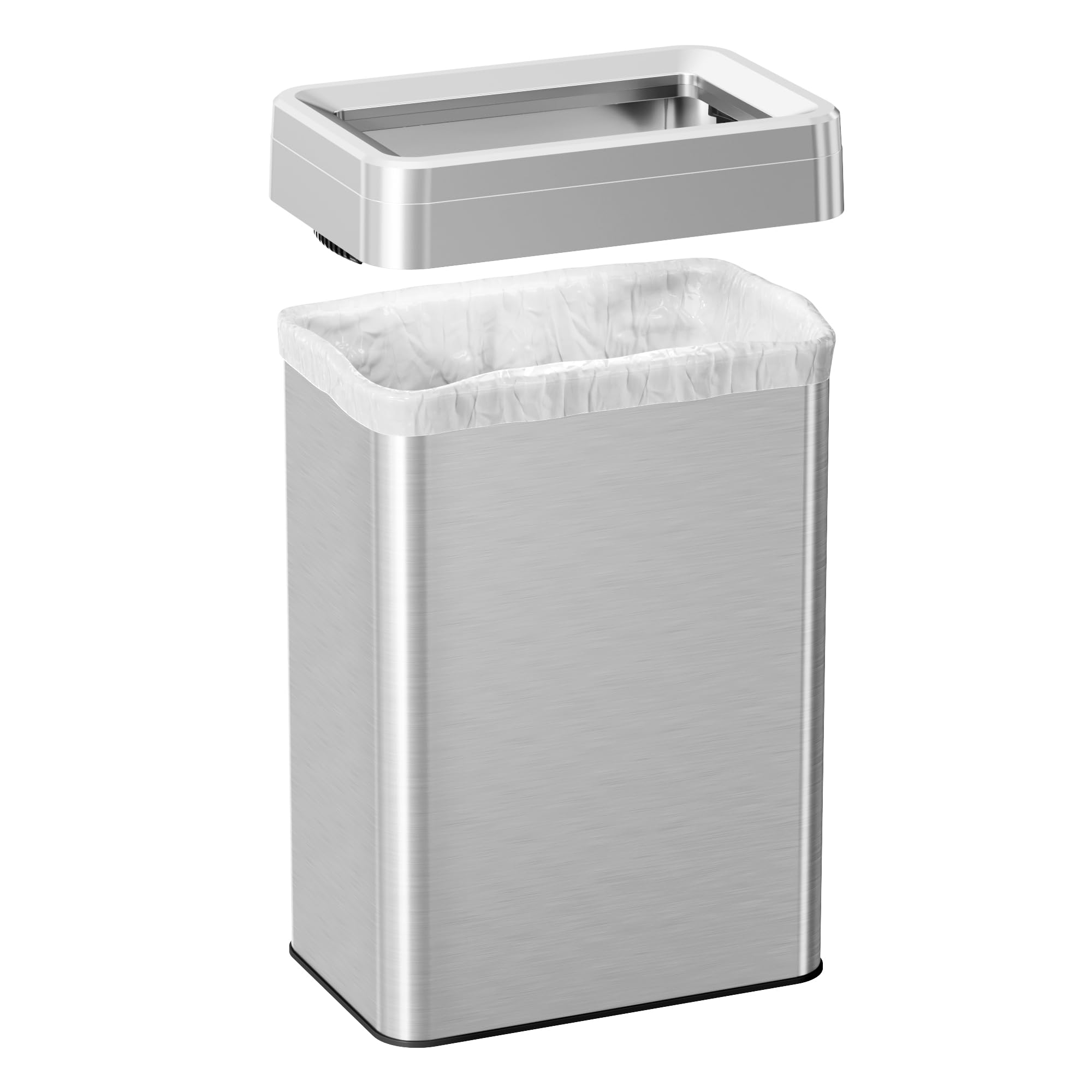 itouchless-16-gallon-open-top-kitchen-trash-can-recycling-bin-with-dual-odor-fil image 4