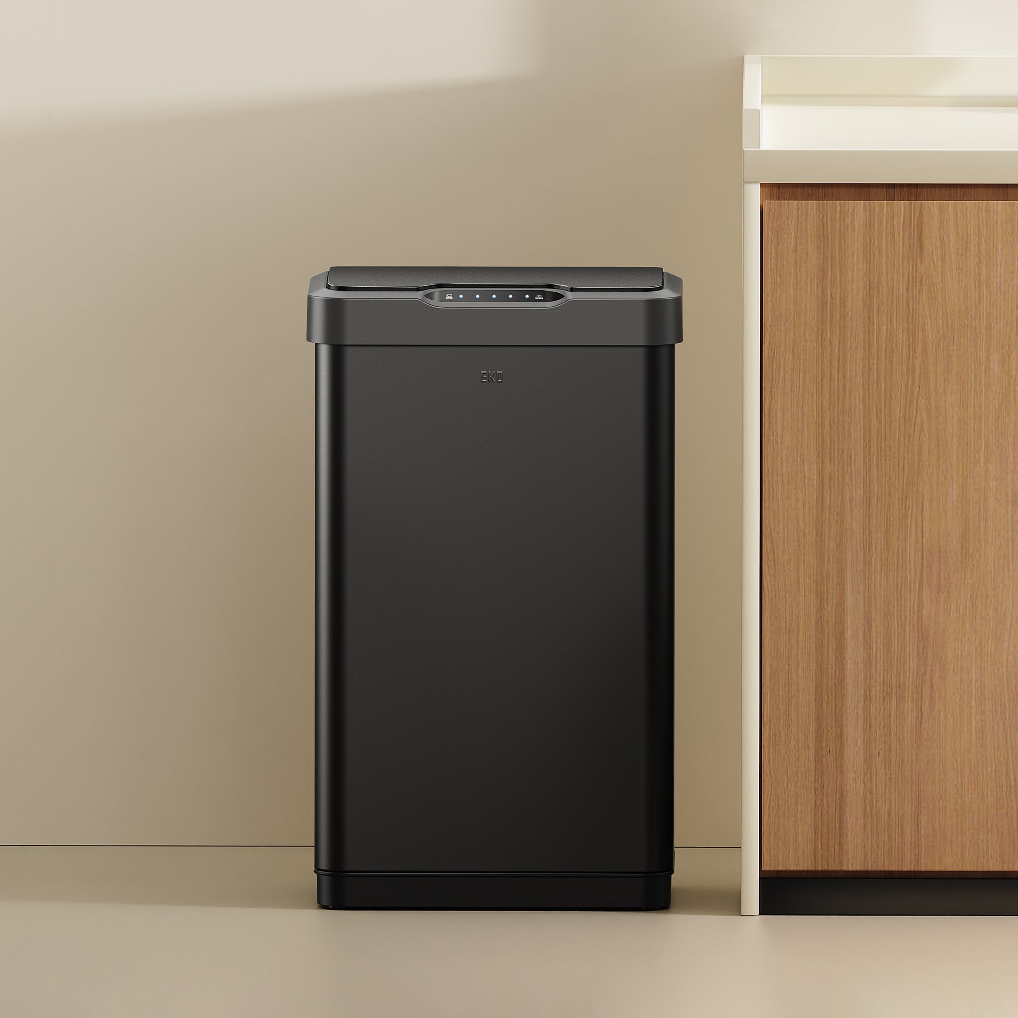 eko-mirage-t-50-liter-13-gallon-stainless-steel-motion-sensor-trash-can-matte-bl image 2