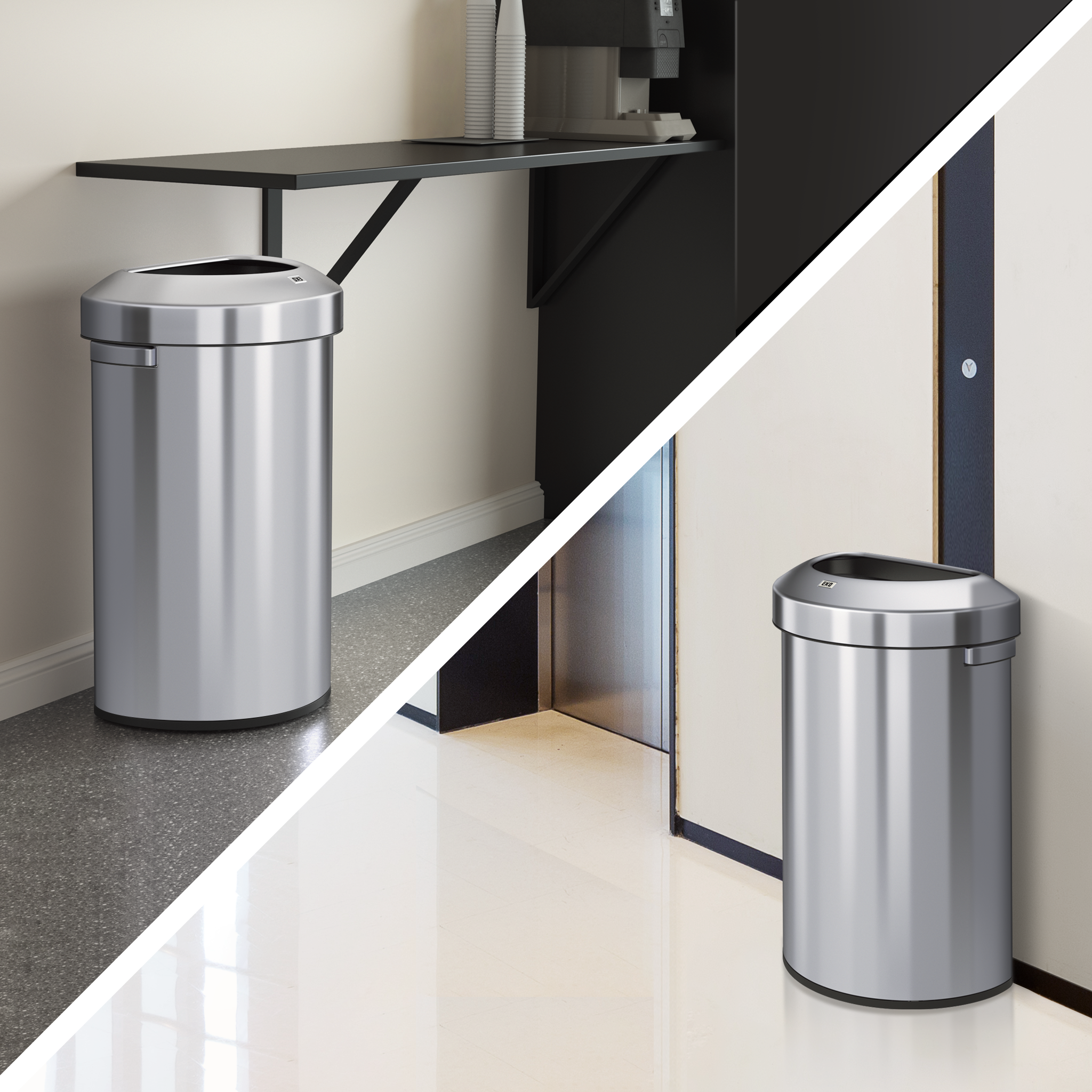 eko-urban-21-gallon-80l-semi-round-open-top-waste-bin-brushed-stainless-steel-co image 6