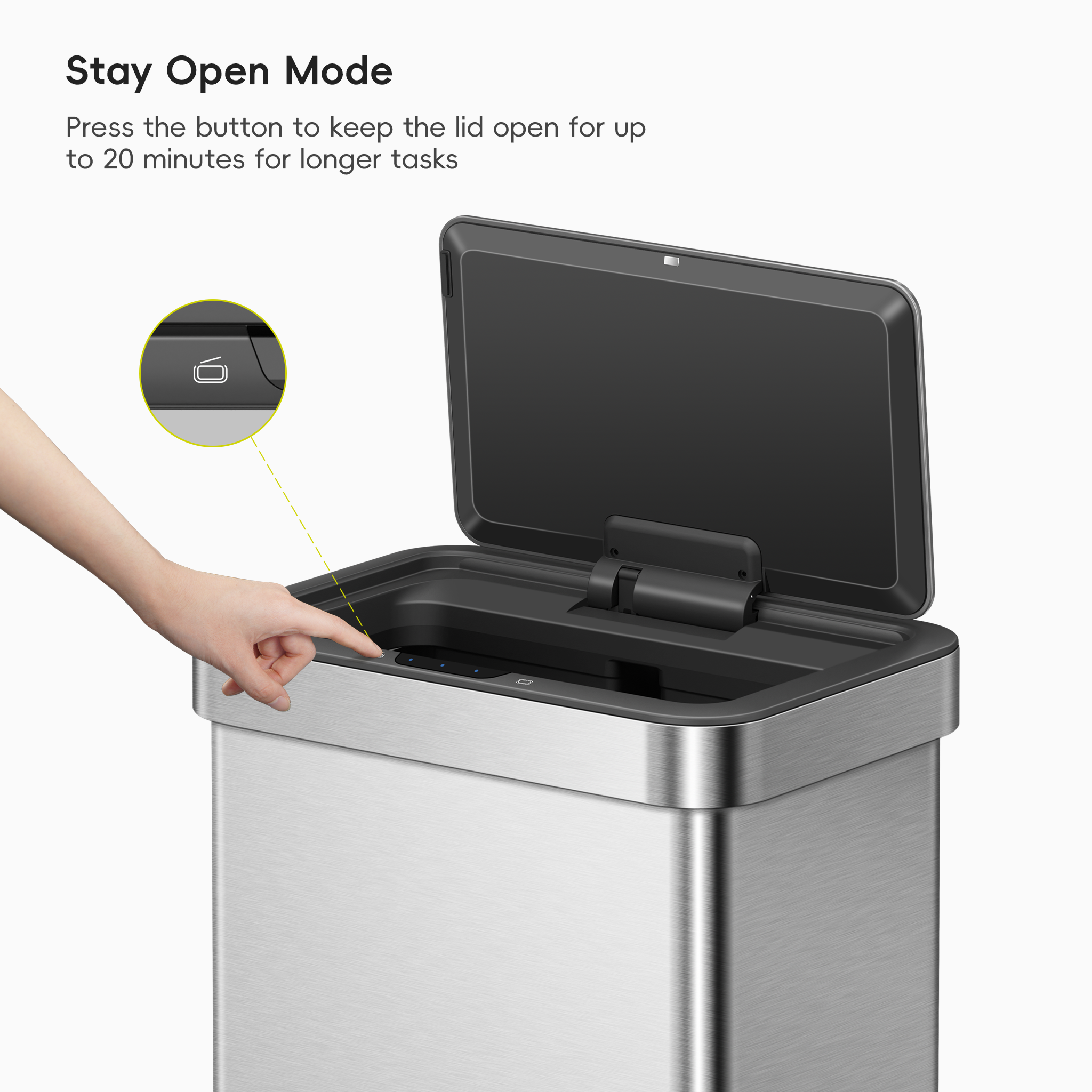 eko-econova-50-liter-13-gallon-motion-sensor-trash-can-stainless-steel image 6