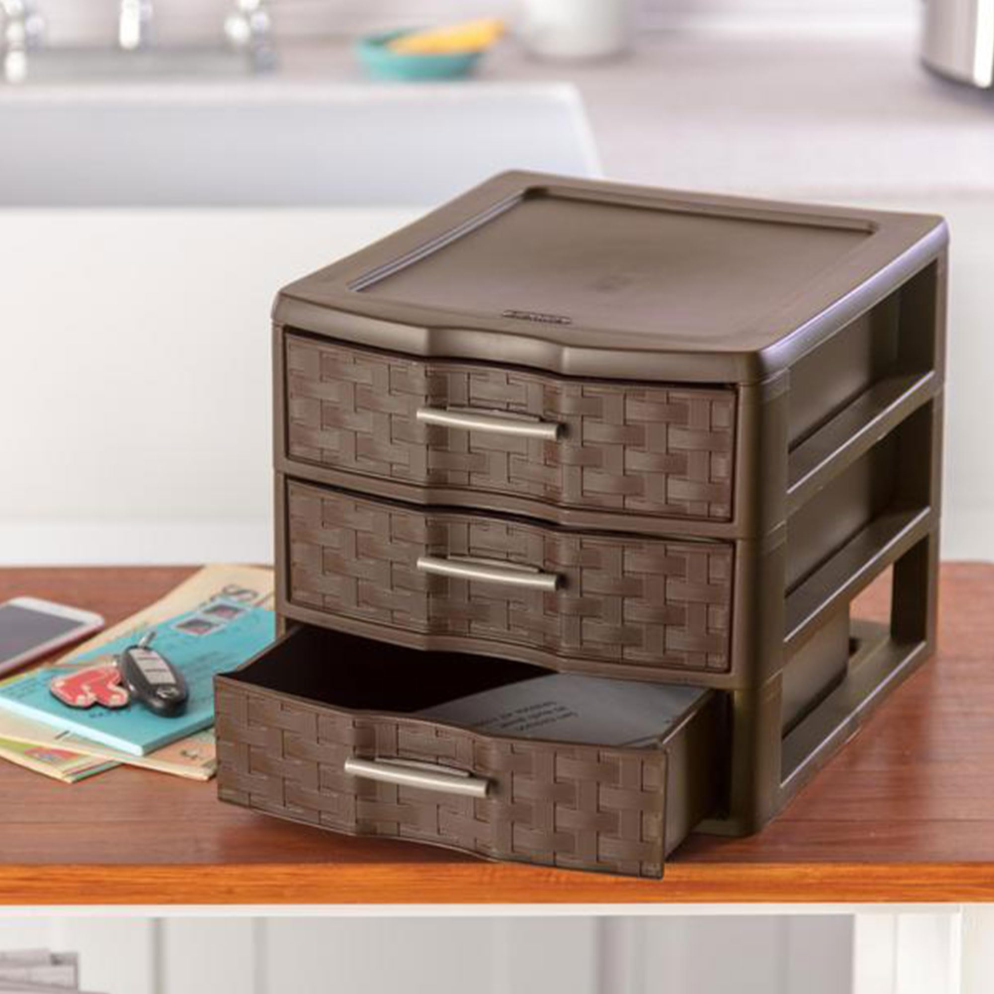 sterilite-medium-weave-craft-office-supplies-3-drawer-storage-organizer-4-pack image 7