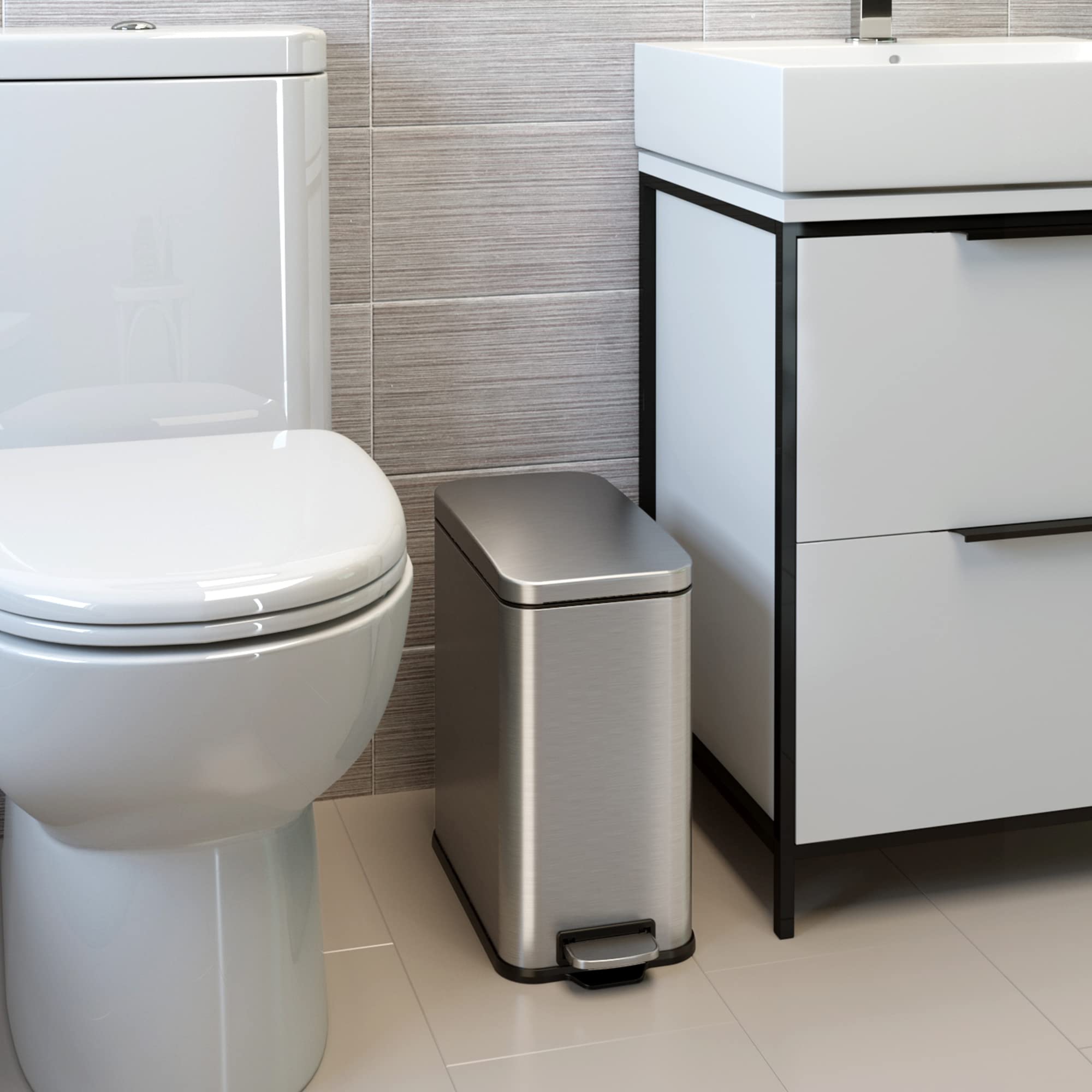 itouchless-3-gallon-small-wastebasket-for-bathroom-with-lid-stainless-steel-soft image 2