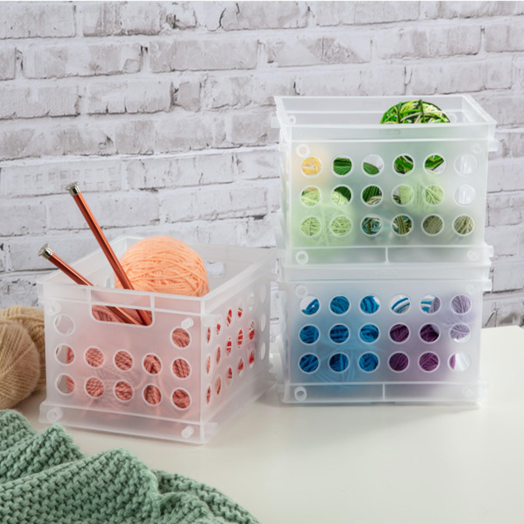 sterilite-mini-crate-stackable-plastic-storage-bin-with-handles-clear-12-pack image 7
