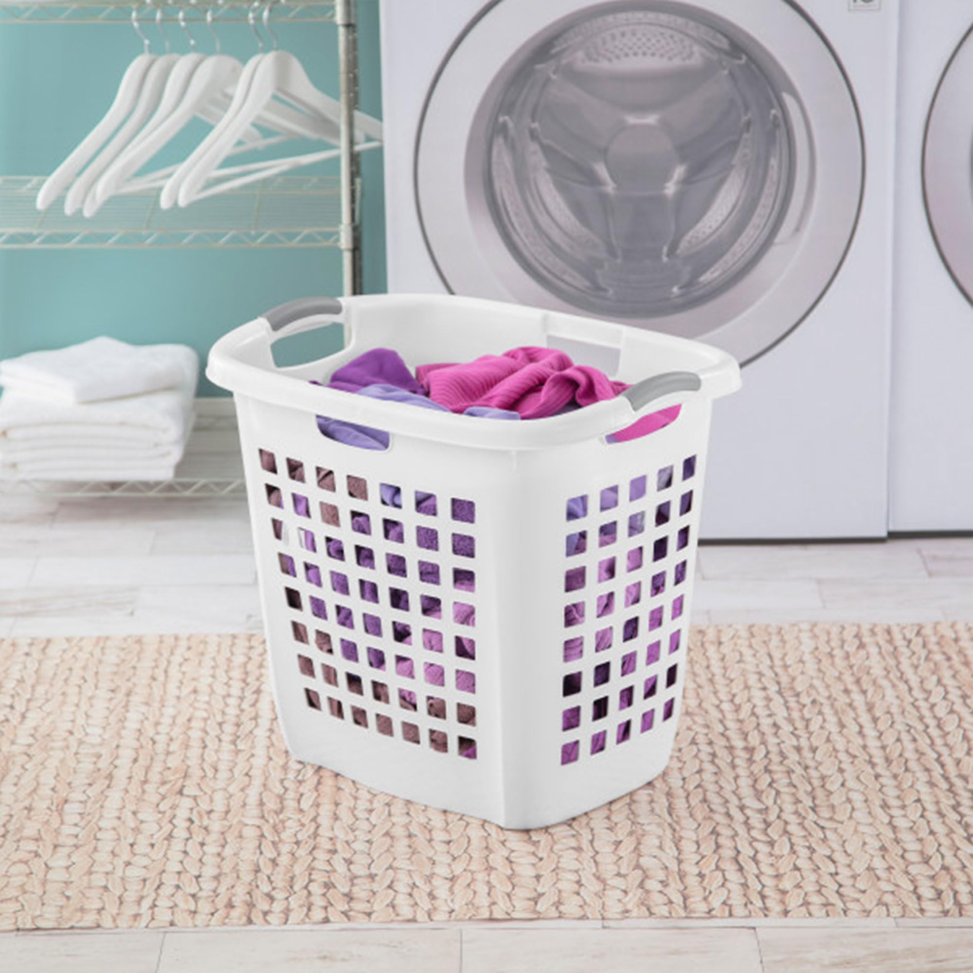 sterilite-ultra-easy-carry-laundry-hamper-with-comfort-handles-white-4-pack image 4