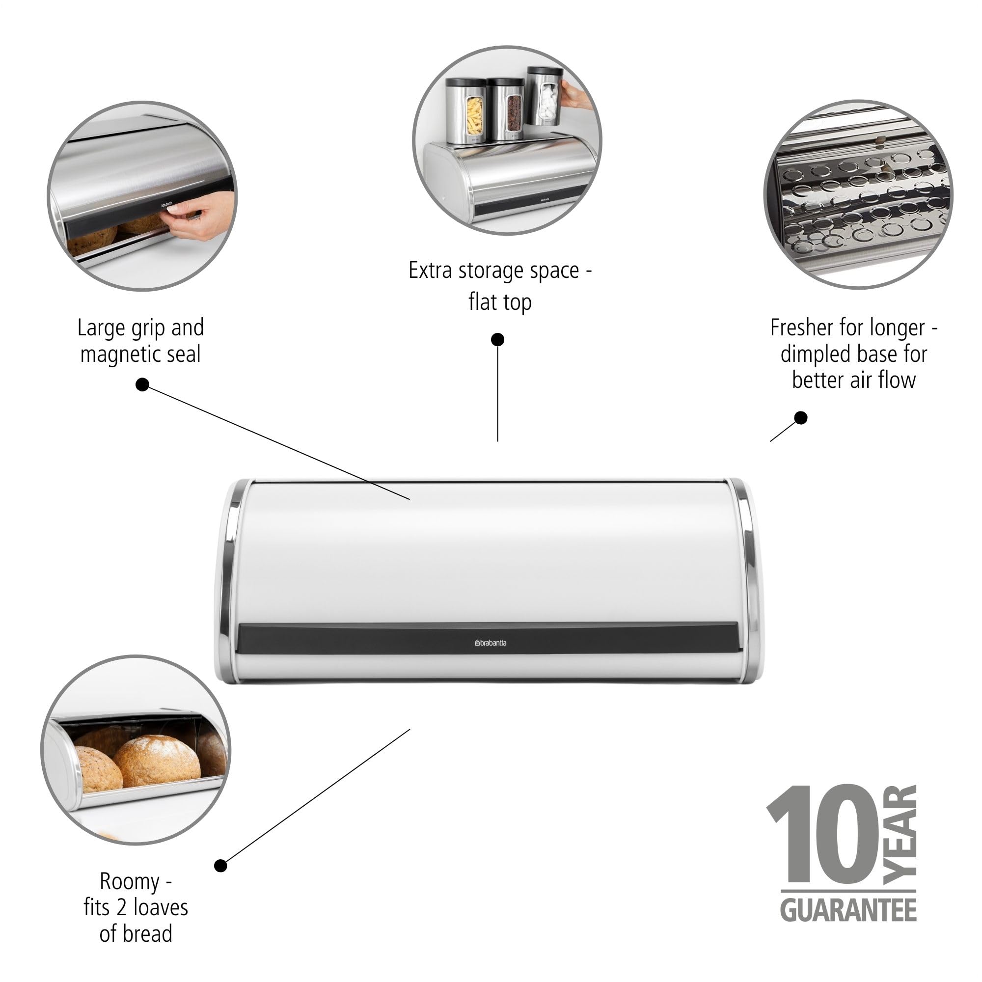 brabantia-roll-top-bread-box-large-white-metal-front-fits-2-loaves-magnetic-clos image 3