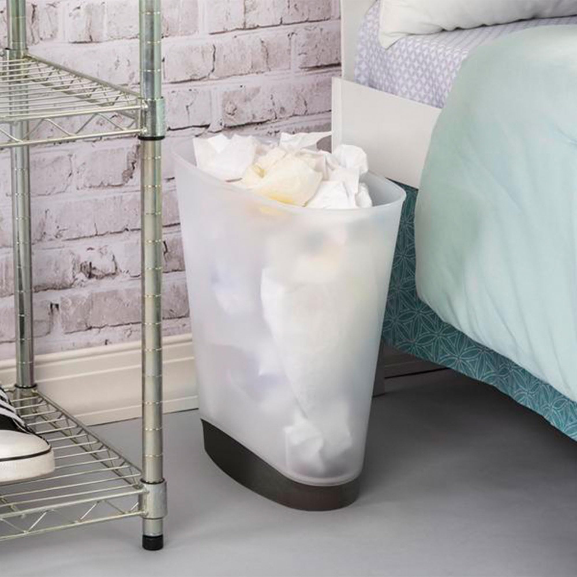 sterilite-2-4-gallon-slim-wastebasket-with-lid-clear-6-pack-space-saving-bathroo image 4