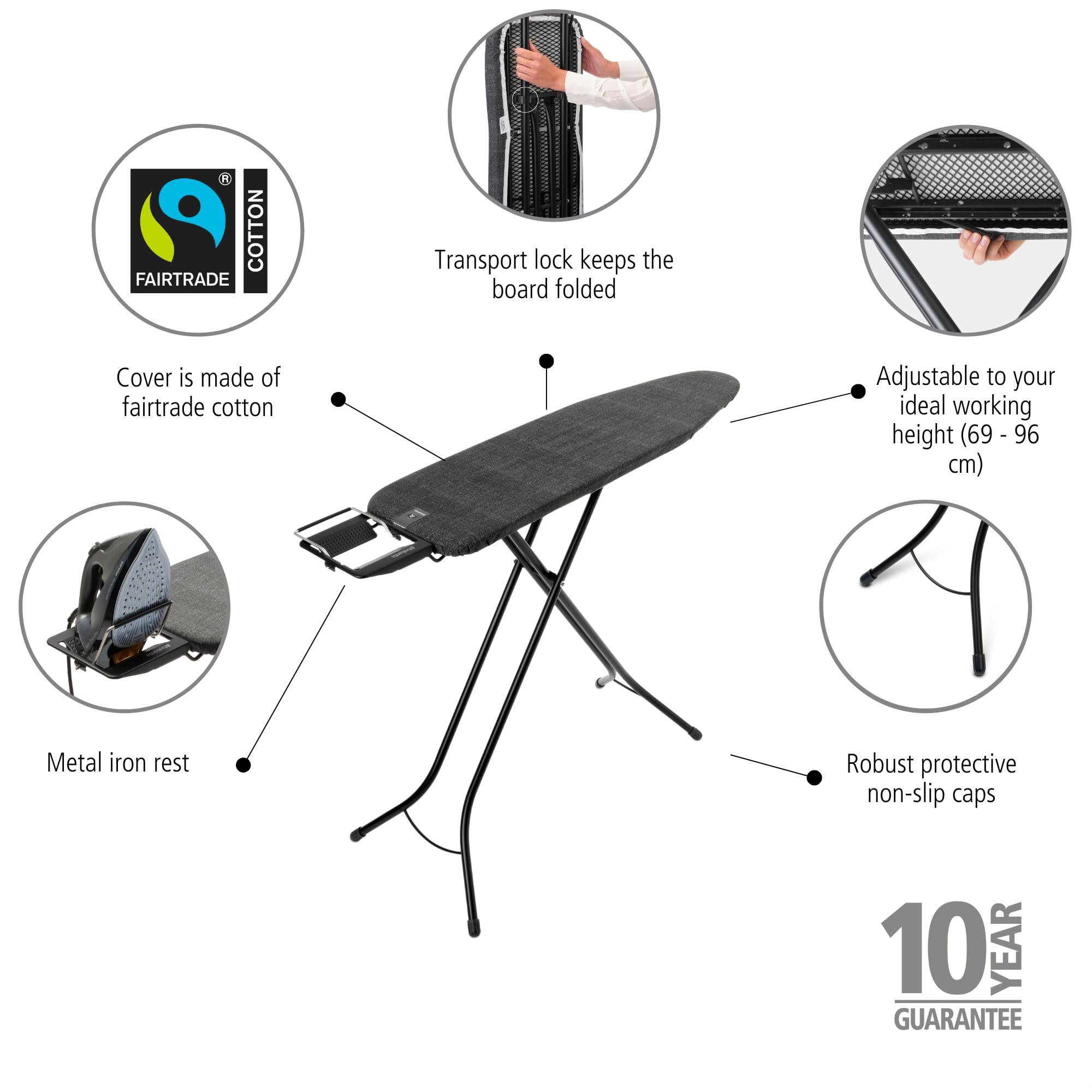 brabantia-compact-ironing-board-with-adjustable-steam-iron-rest-small-size-a-den image 3