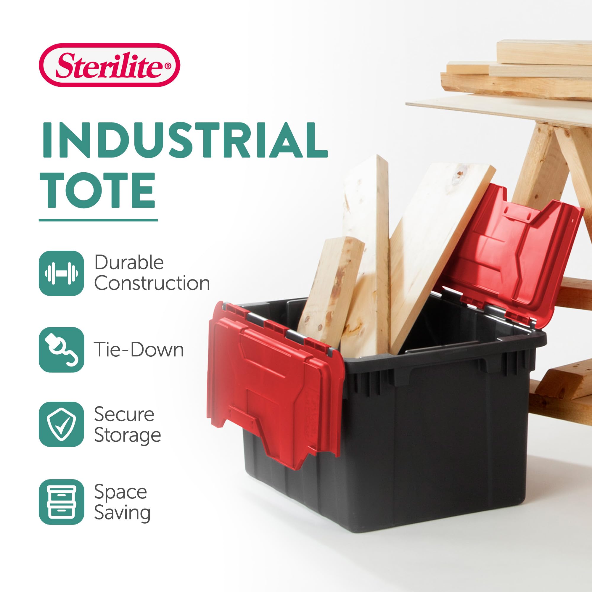 sterilite-6-pack-12-gallon-hinged-lid-industrial-tote-heavy-duty-plastic-storage image 2