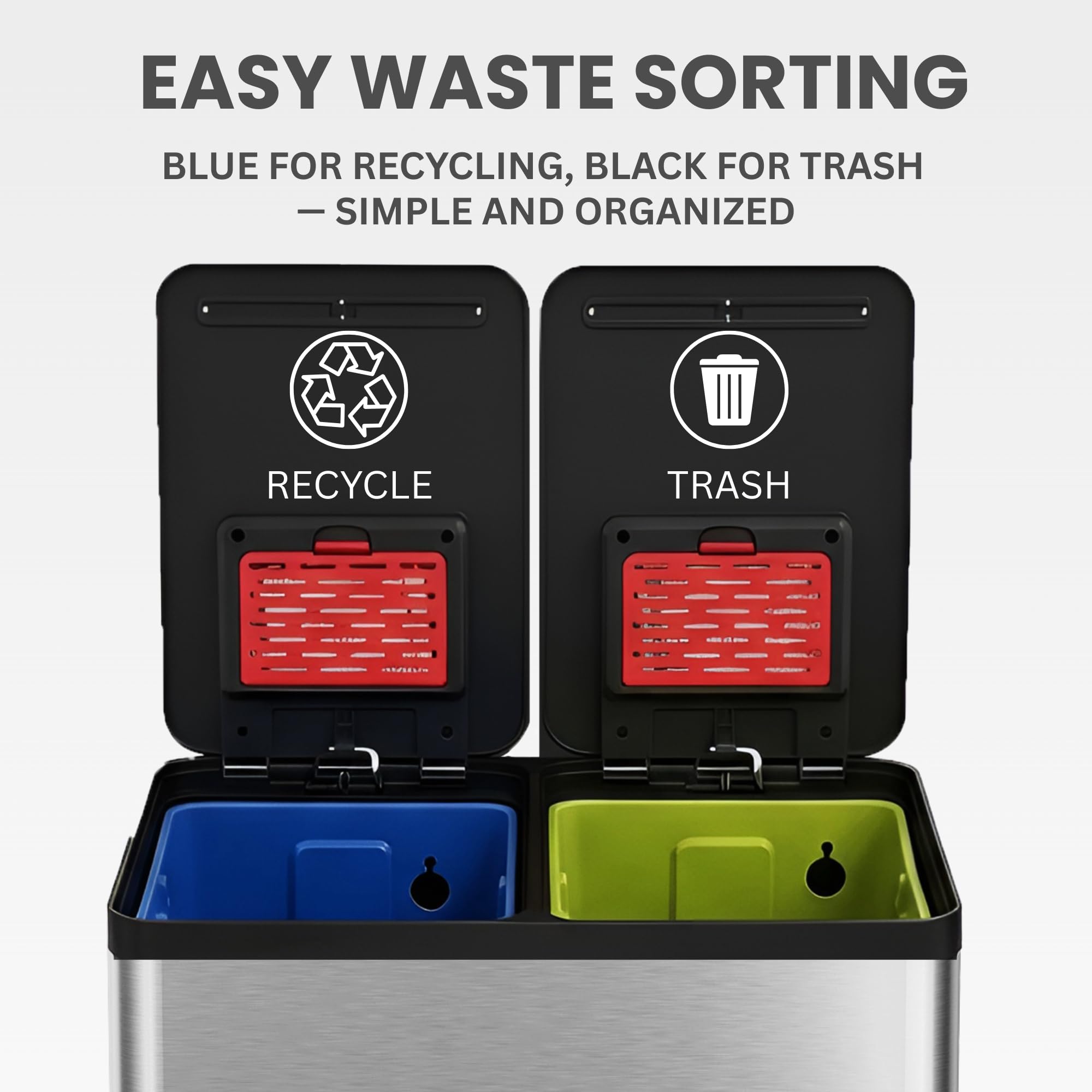itouchless-16-gallon-dual-kitchen-trash-can-recycle-bin-2x8-gal-removable-bucket image 3