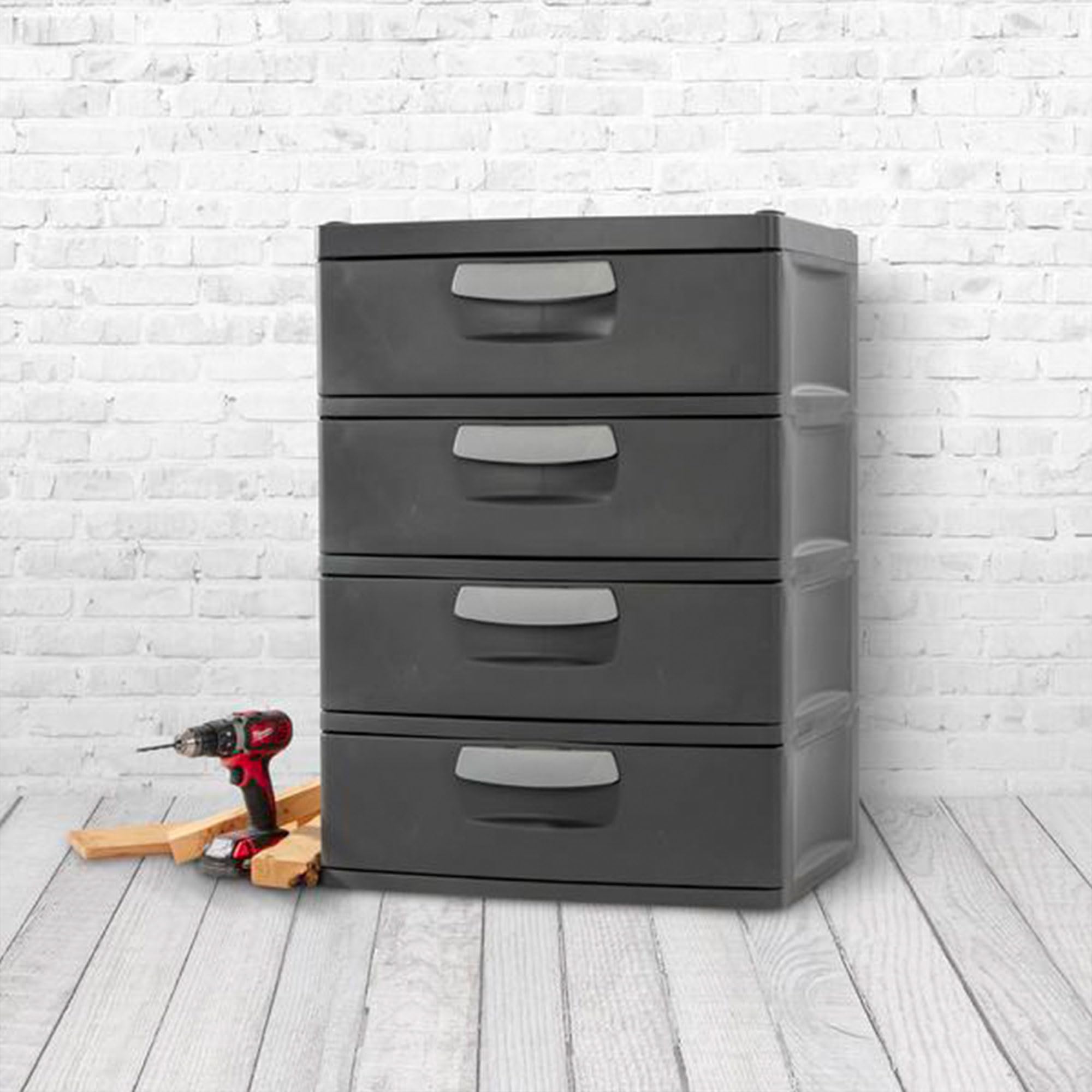 sterilite-4-drawer-heavy-duty-gray-storage-unit-with-black-handles-6-pack image 4