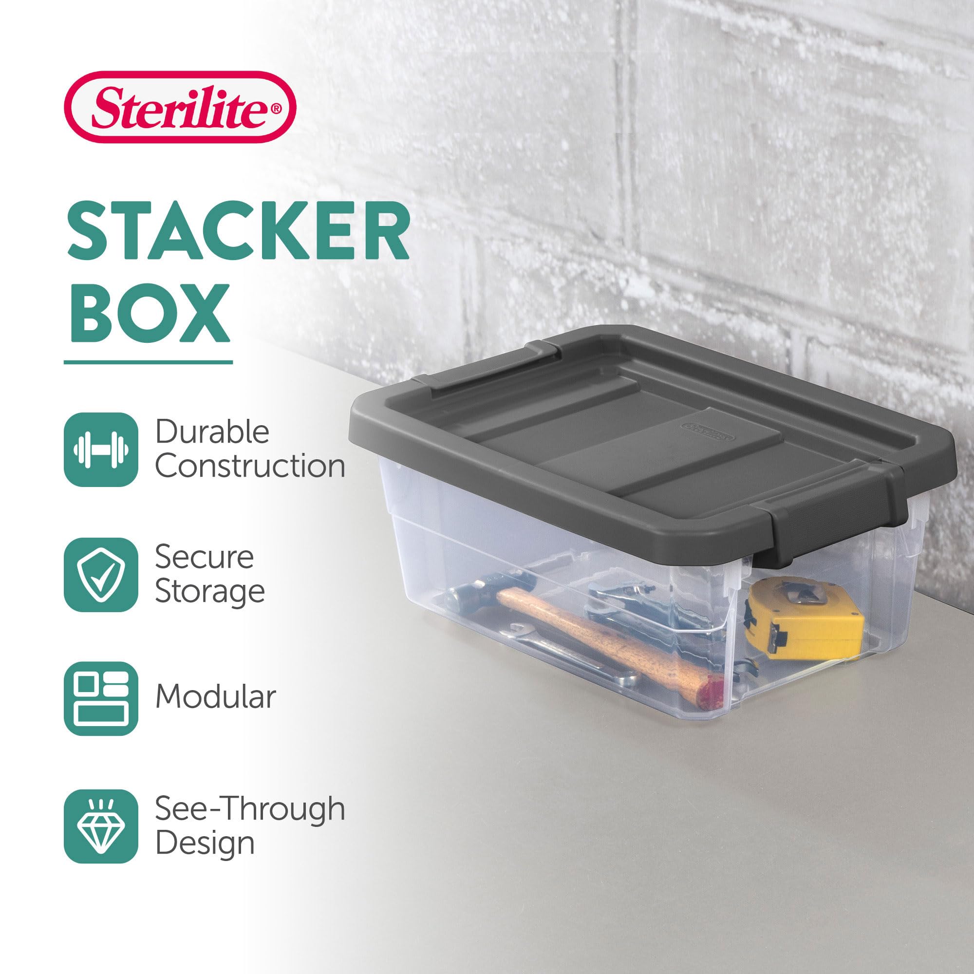 sterilite-16-quart-modular-stacker-box-with-latching-lids-12-pack-clear-plastic- image 3
