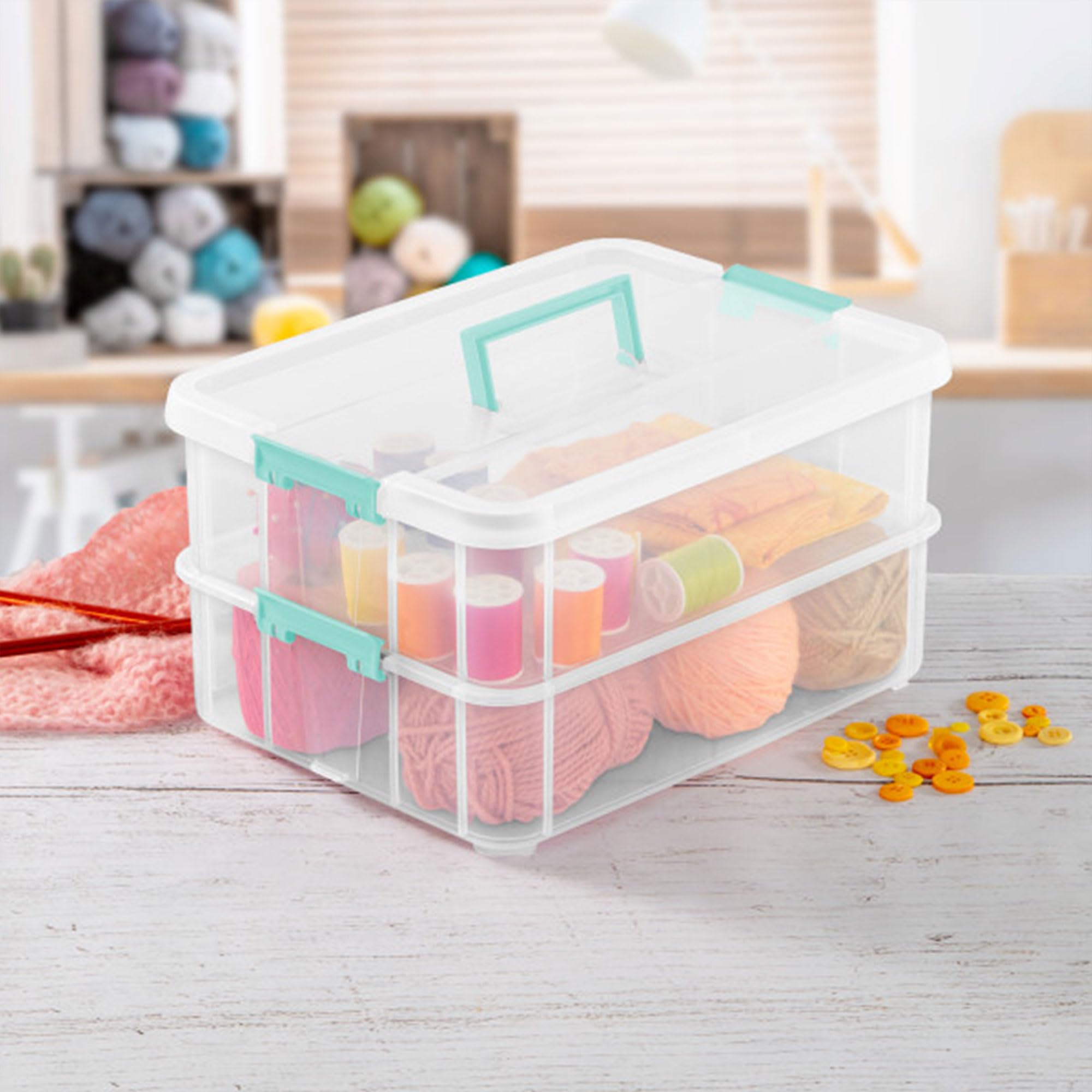 sterilite-8-pack-stack-carry-2-layer-handle-box-with-clear-base-and-color-latche image 7