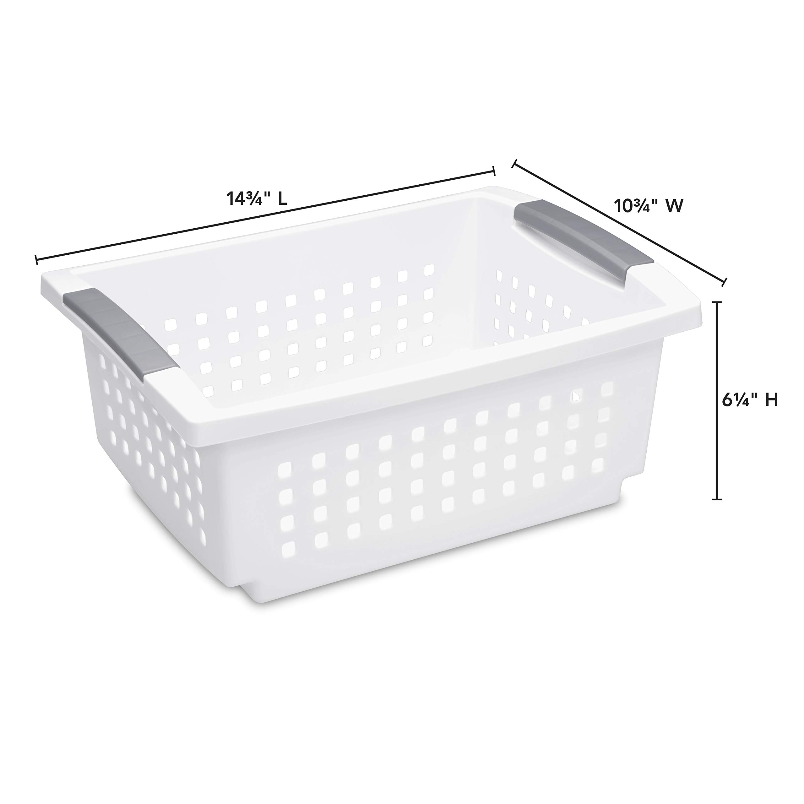 sterilite-medium-stacking-basket-6-pack-white-with-titanium-accents-plastic-orga image 3