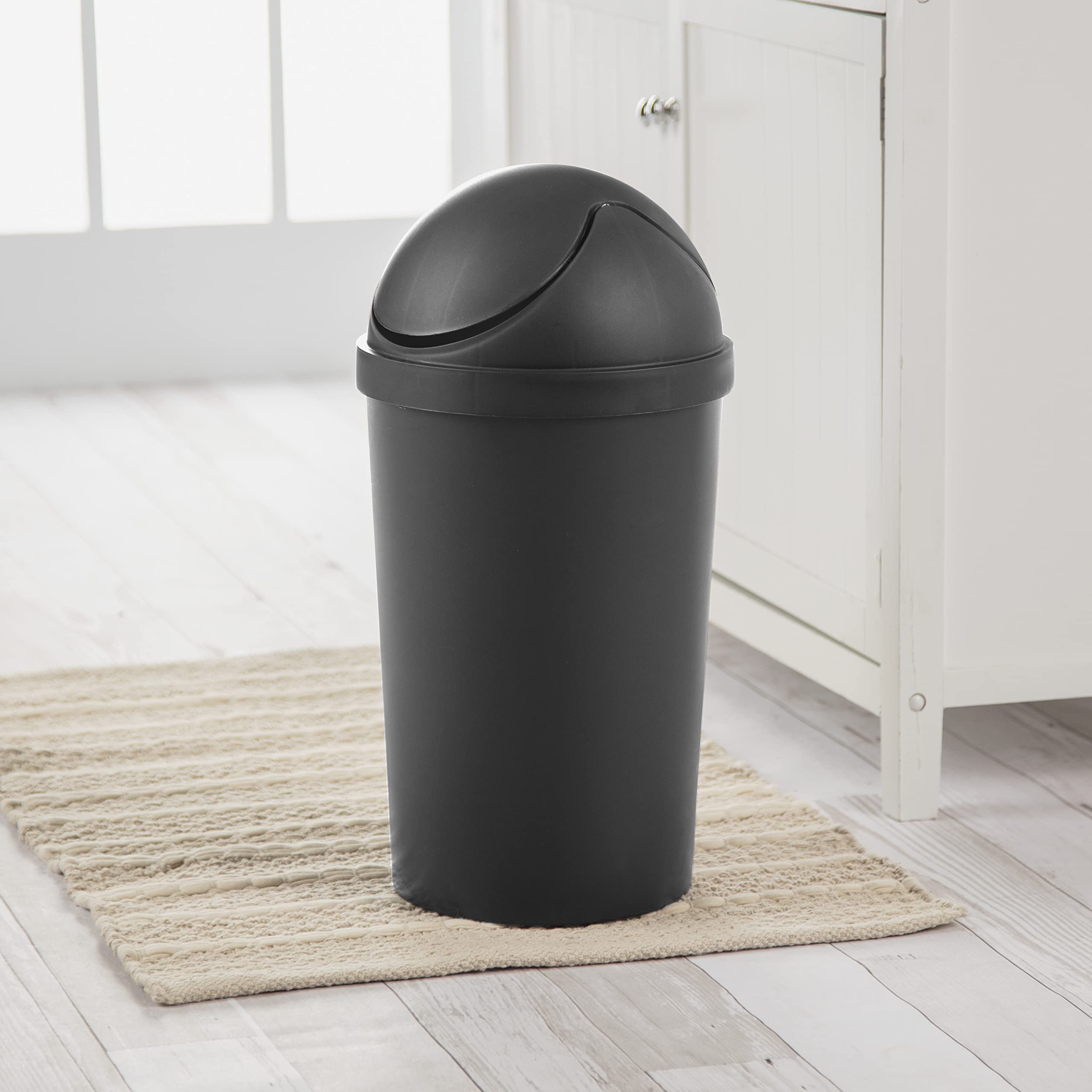 sterilite-3-gallon-round-swingtop-wastebasket-with-lid-black-6-pack image 3
