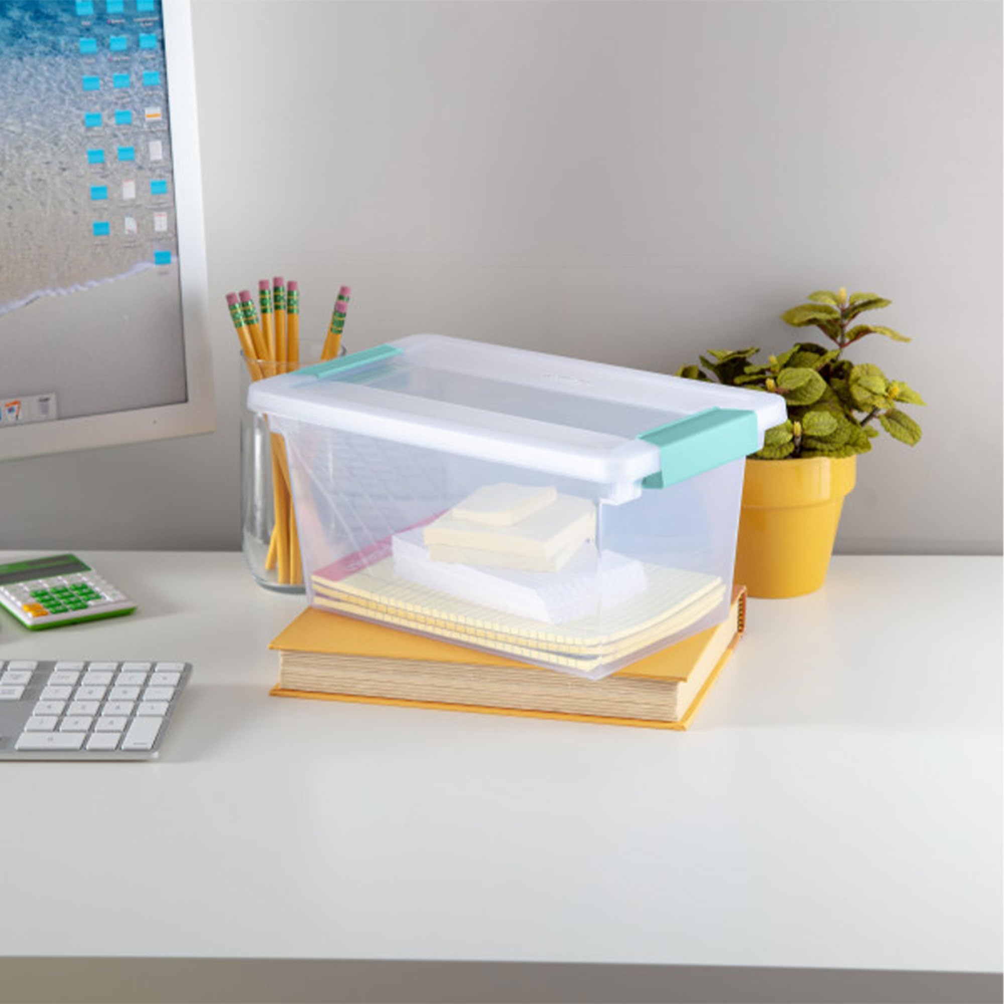 sterilite-8-pack-clip-box-stackable-clear-plastic-storage-bins-with-latching-lid image 4