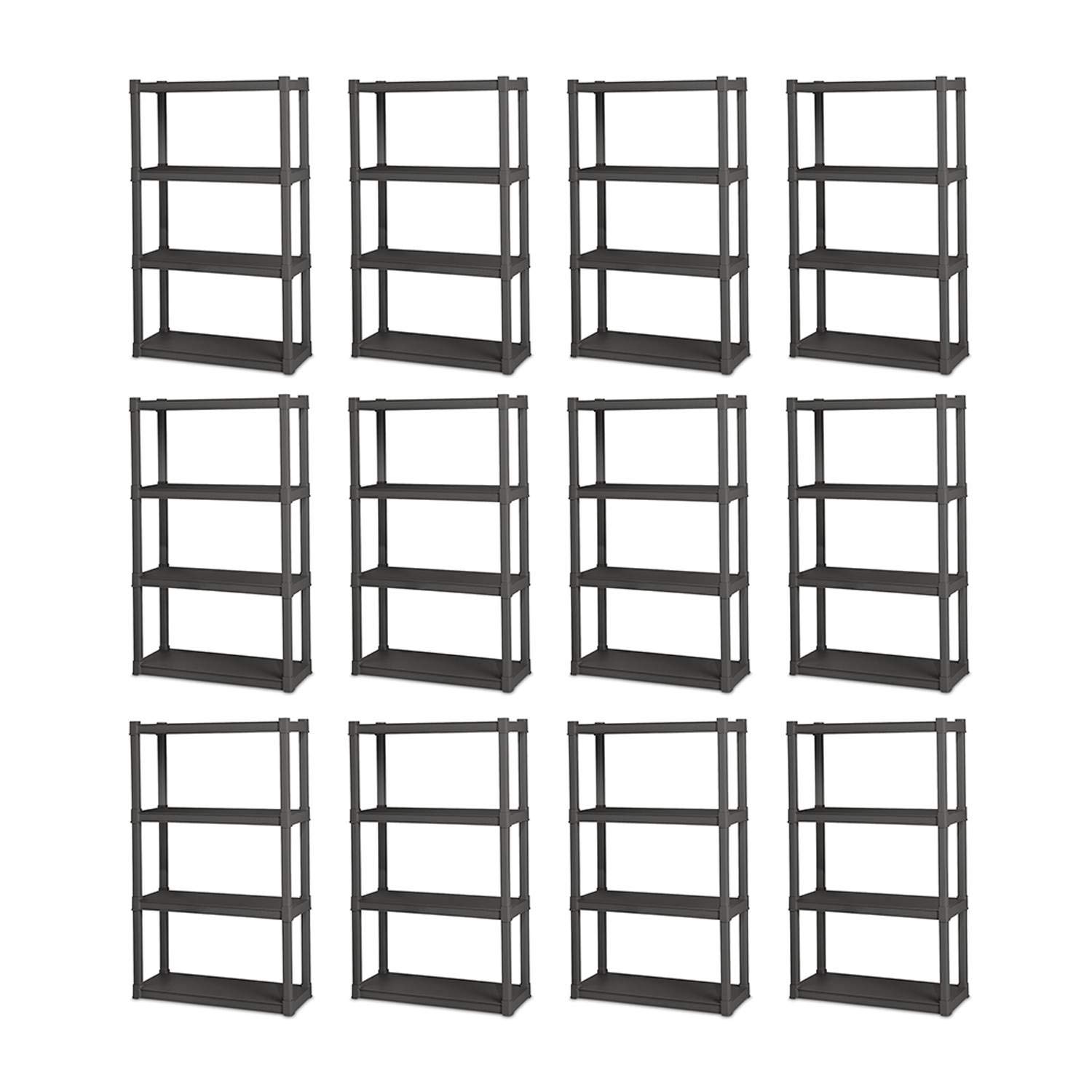 sterilite-4-shelf-durable-solid-surface-shelving-unit-flat-gray-12-pack image 1
