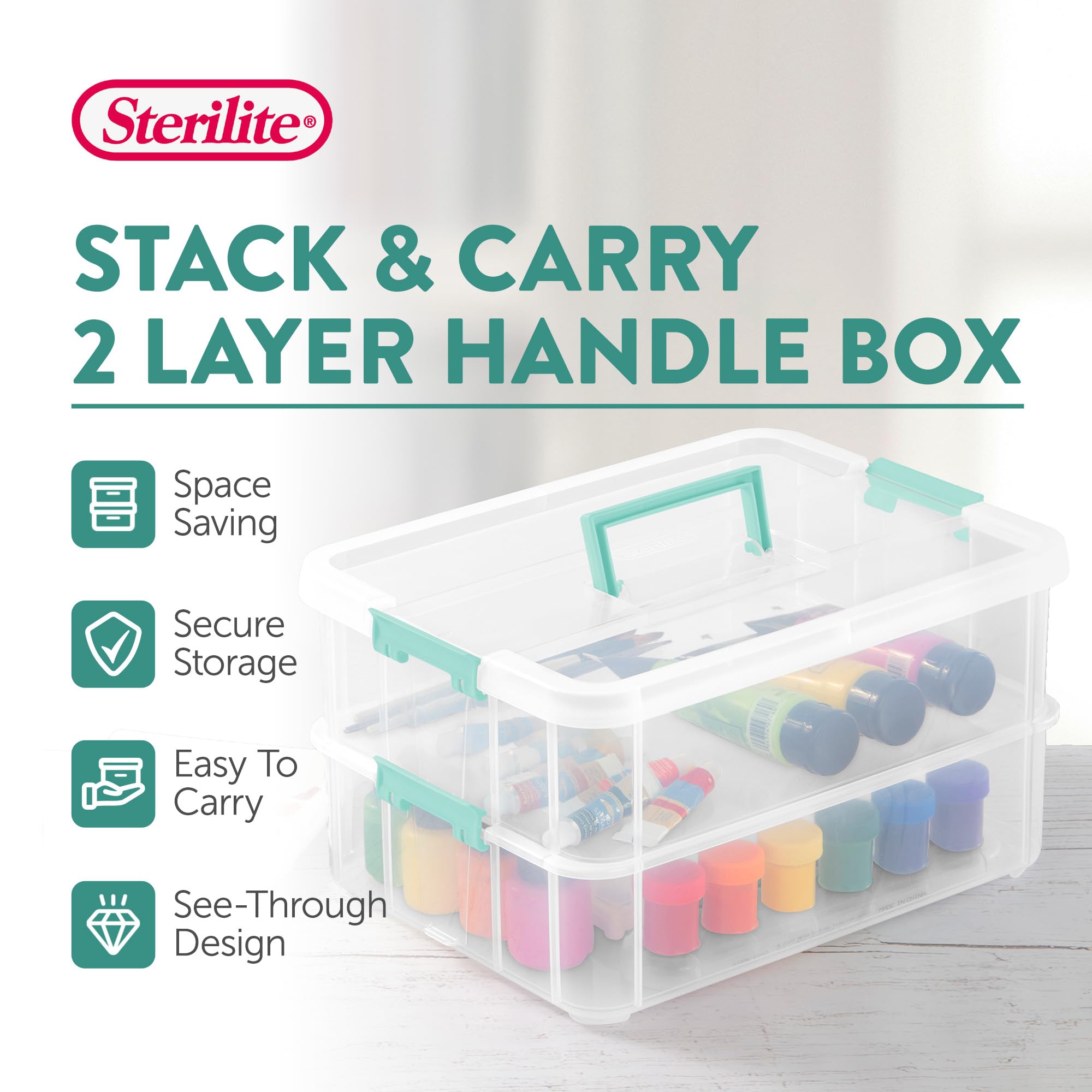 sterilite-8-pack-stack-carry-2-layer-handle-box-with-clear-base-and-color-latche image 3