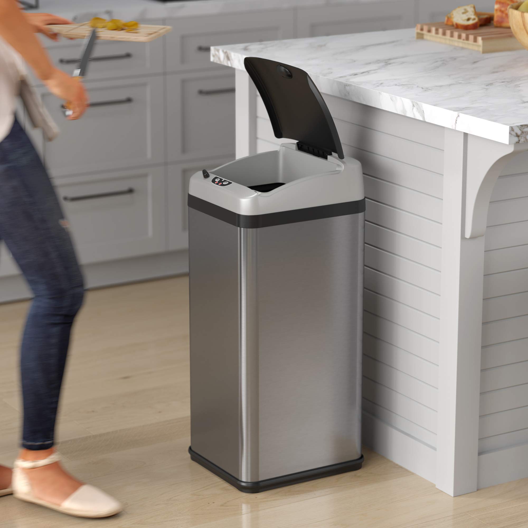 itouchless-13-gallon-automatic-touchless-sensor-kitchen-garbage-can-stainless-st image 3